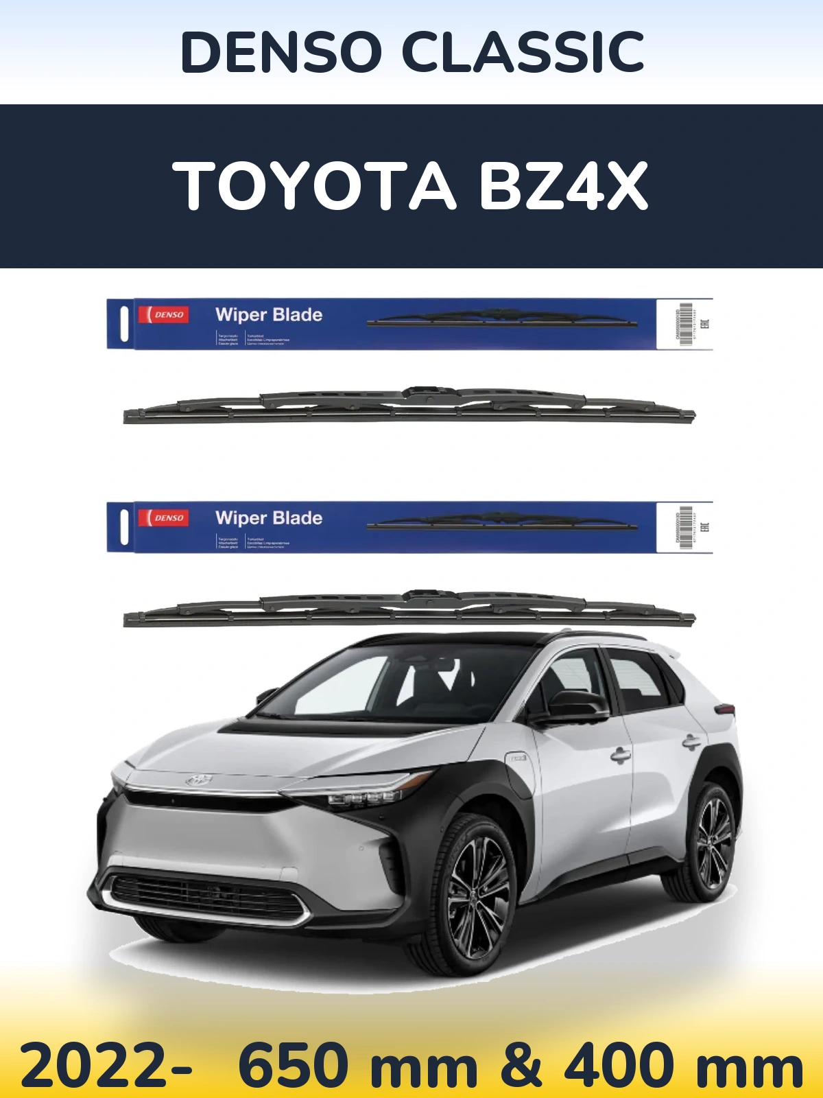 Комплект передніх щіток Denso Classic 650 & 400 мм для Toyota bZ4X 2022-2026
