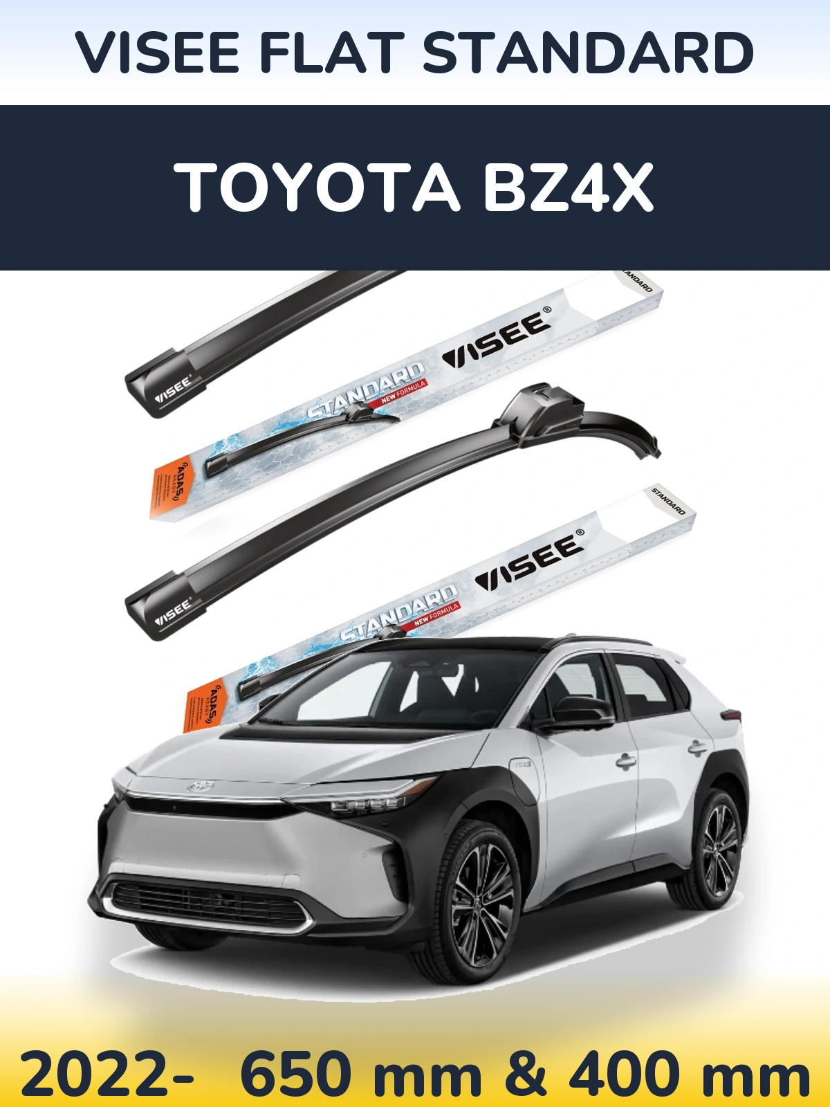 Комплект передних дворников VISEE FLAT STANDARD 650 & 400 мм для Toyota bZ4X 2022-2026
