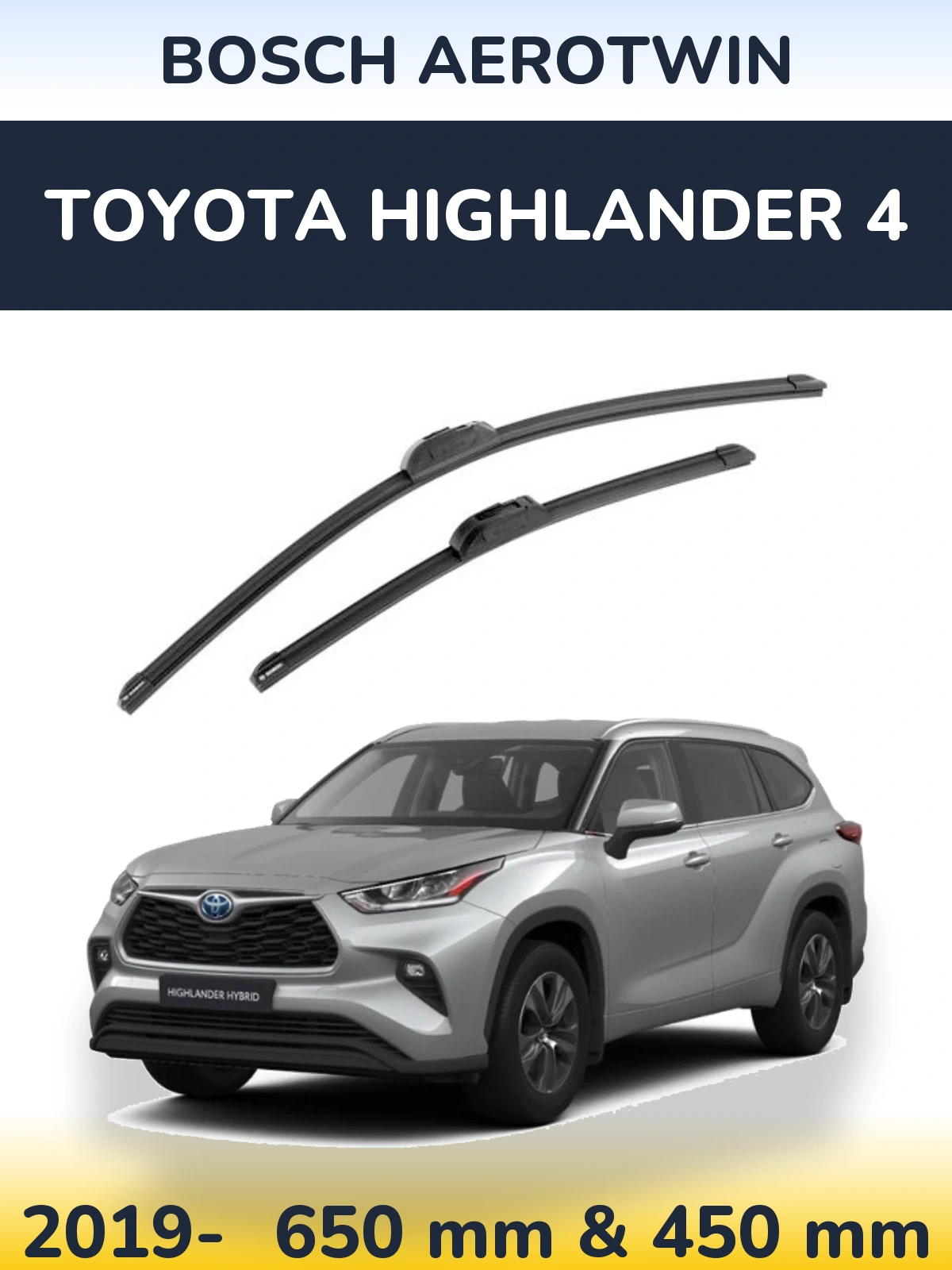 Комплект передних дворников BOSCH AeroTwin 650 & 450 мм для Toyota Highlander 4 2019-2026