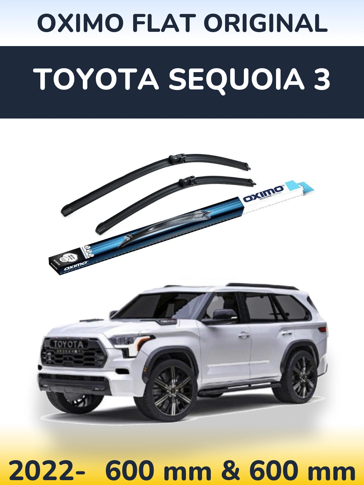 Комплект передніх щіток Oximo Flat Original 600 & 600 мм для Toyota Sequoia 3 2022-2026