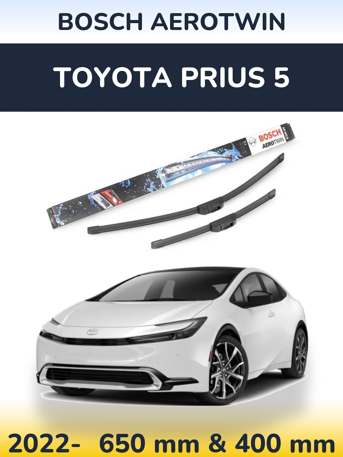 Комплект передних дворников BOSCH AeroTwin 650 & 400 мм для Toyota Prius 5 2022-2026