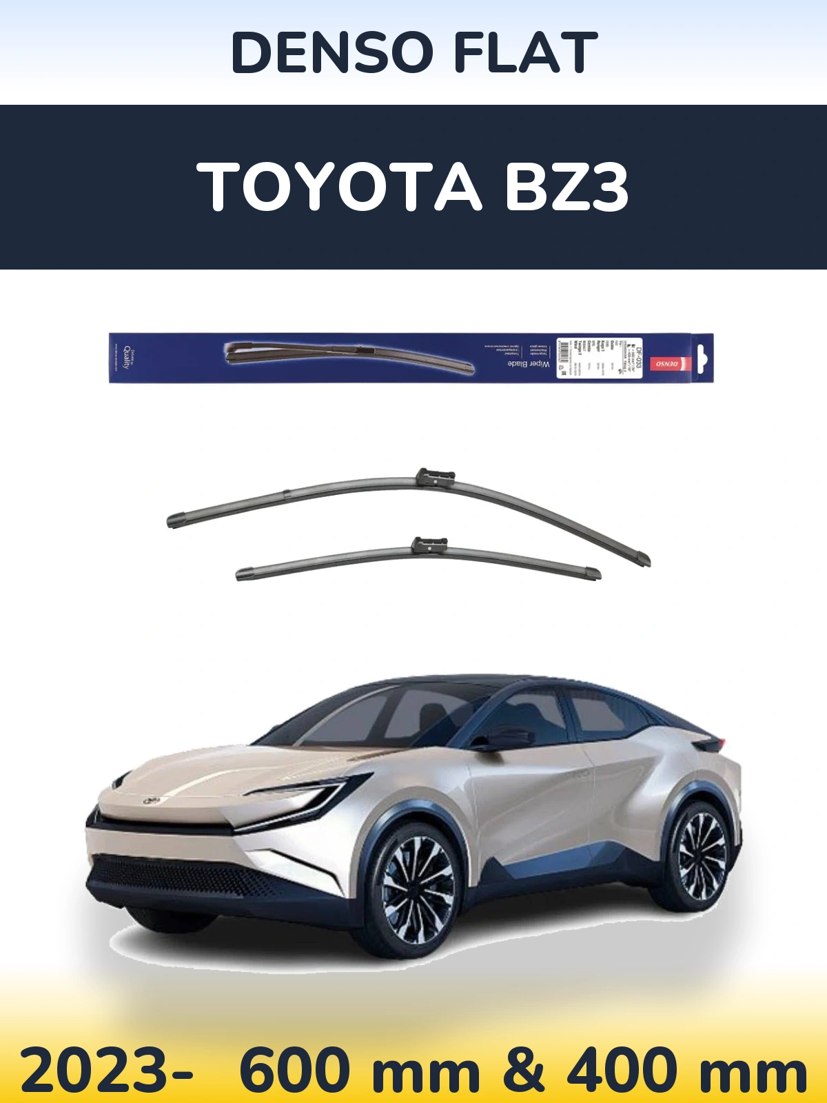 Комплект передних дворников Denso Flat 600 & 400 мм для Toyota bZ3 2023-2026