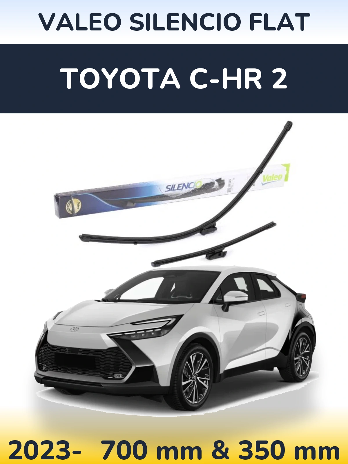 Front wiper blade set Valeo Silencio Flat 700 & 350 mm for Toyota C-HR 2 2023-2026