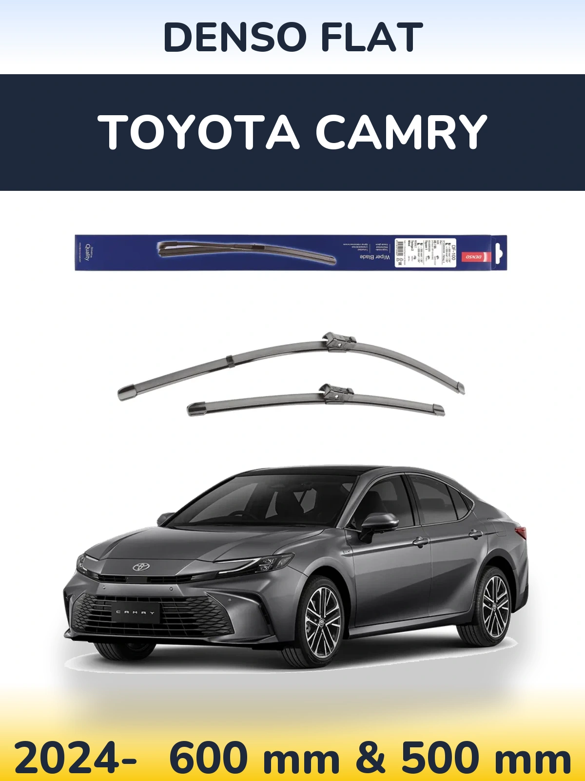 Front wiper blade set Denso Flat 600 & 500 mm for Toyota Camry 2024-2026