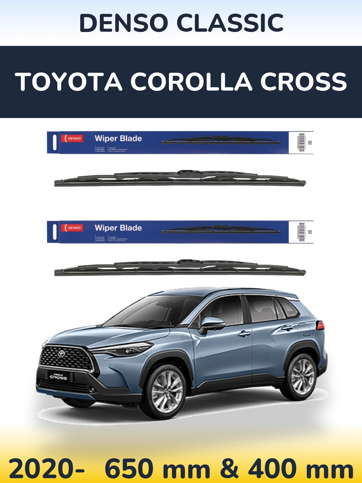 Front wiper blade set Denso Classic 650 & 400 mm for Toyota Corolla Cross 2020-2026
