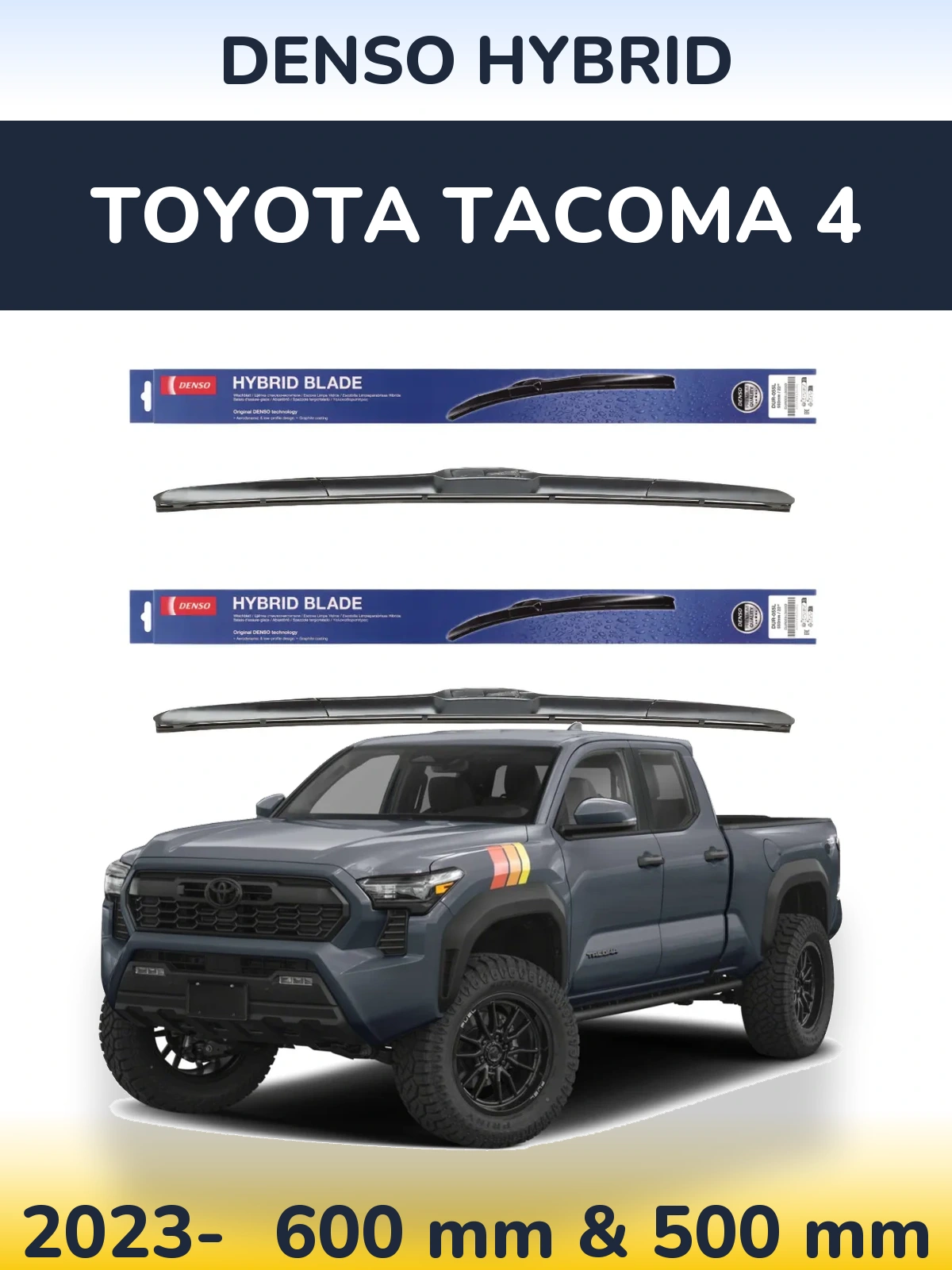 Комплект передних дворников Denso Hybrid 600 & 500 мм для Toyota Tacoma 4 2023-2026