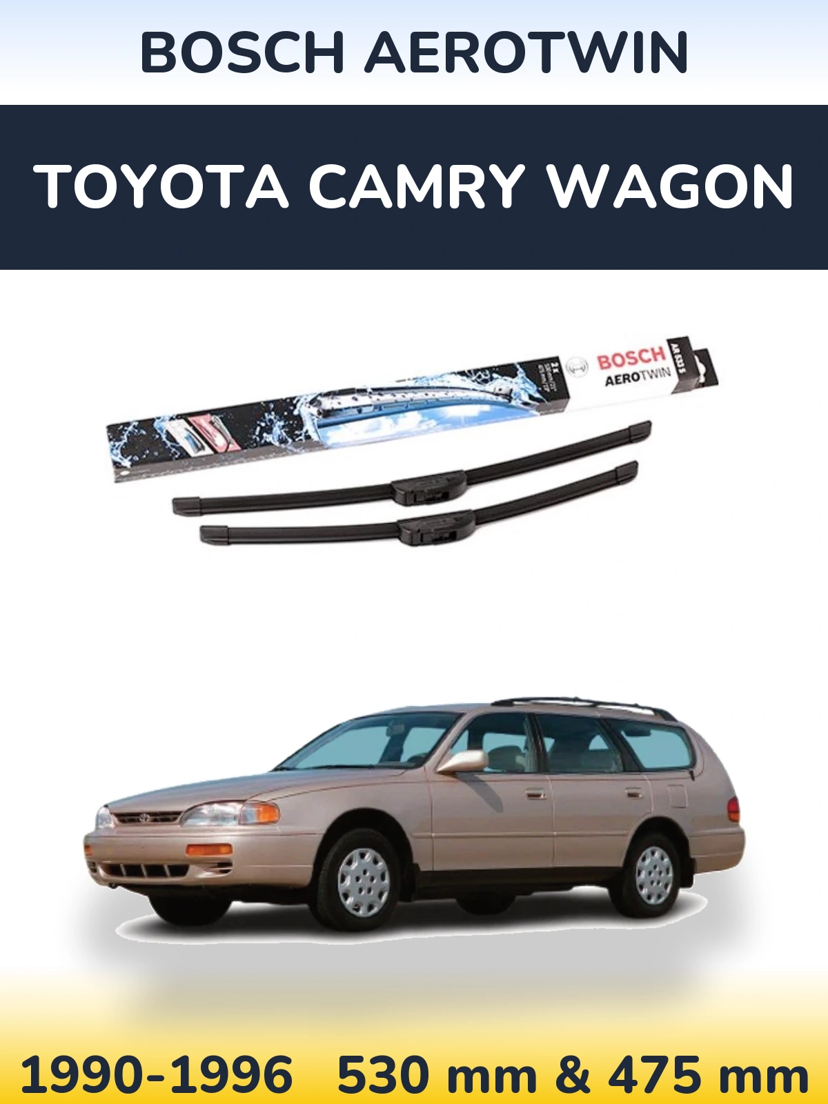 Комплект передних дворников BOSCH AeroTwin 530 & 475 мм для Toyota Camry Wagon 1990-1996