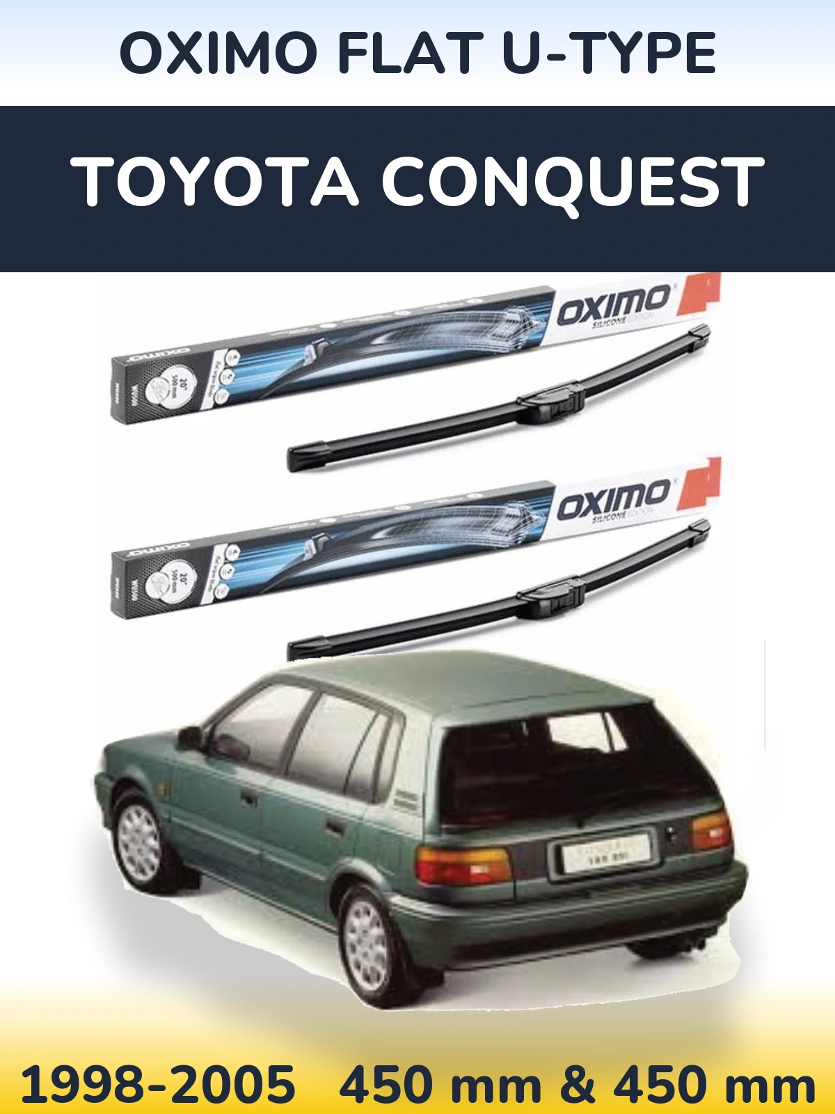 Комплект передних дворников Oximo Flat U-type 450 & 450 мм для Toyota Conquest 1998-2005