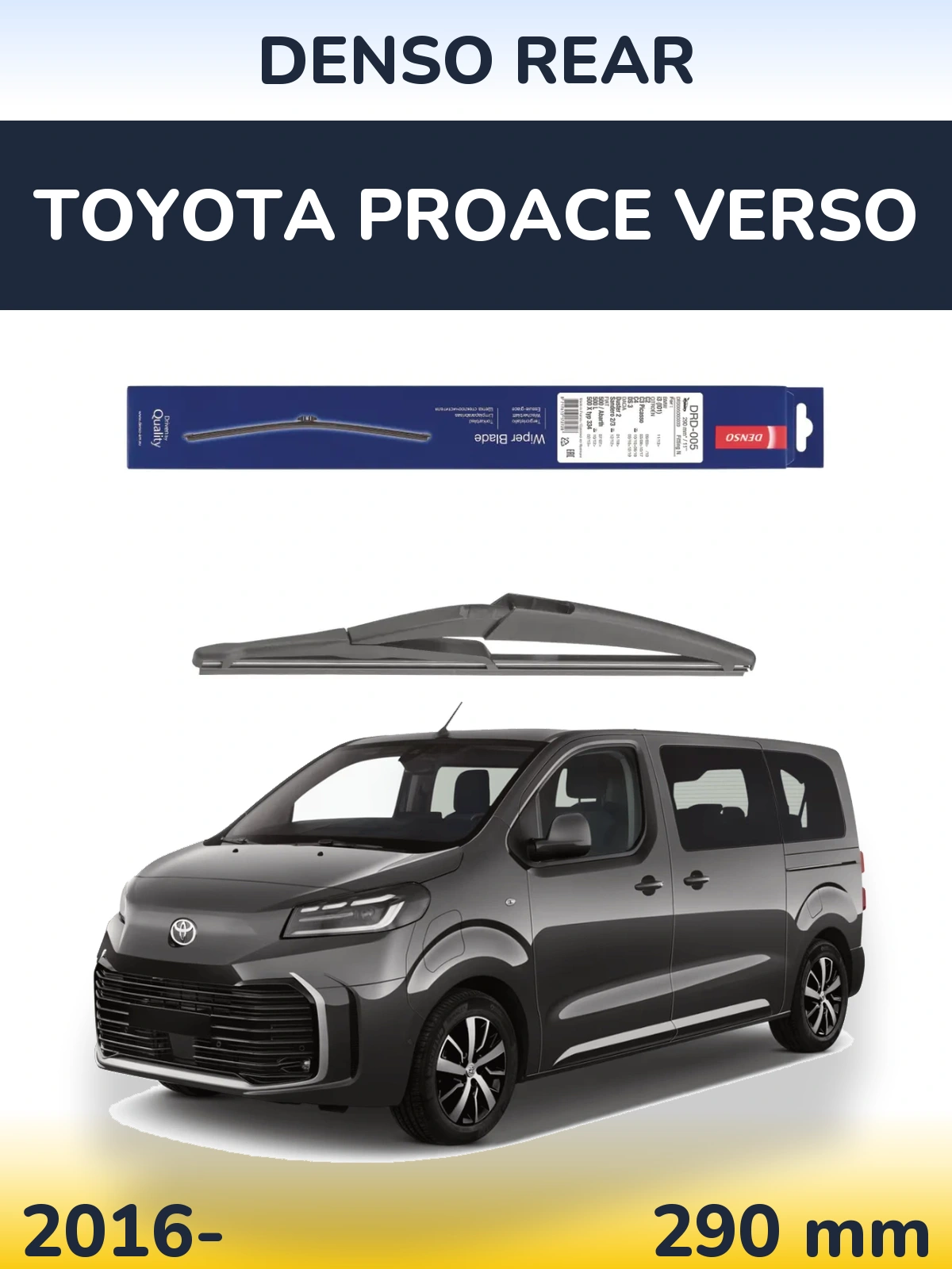 Rear wiper blade Denso Rear 290 mm for Toyota ProAce Verso 2016-2026