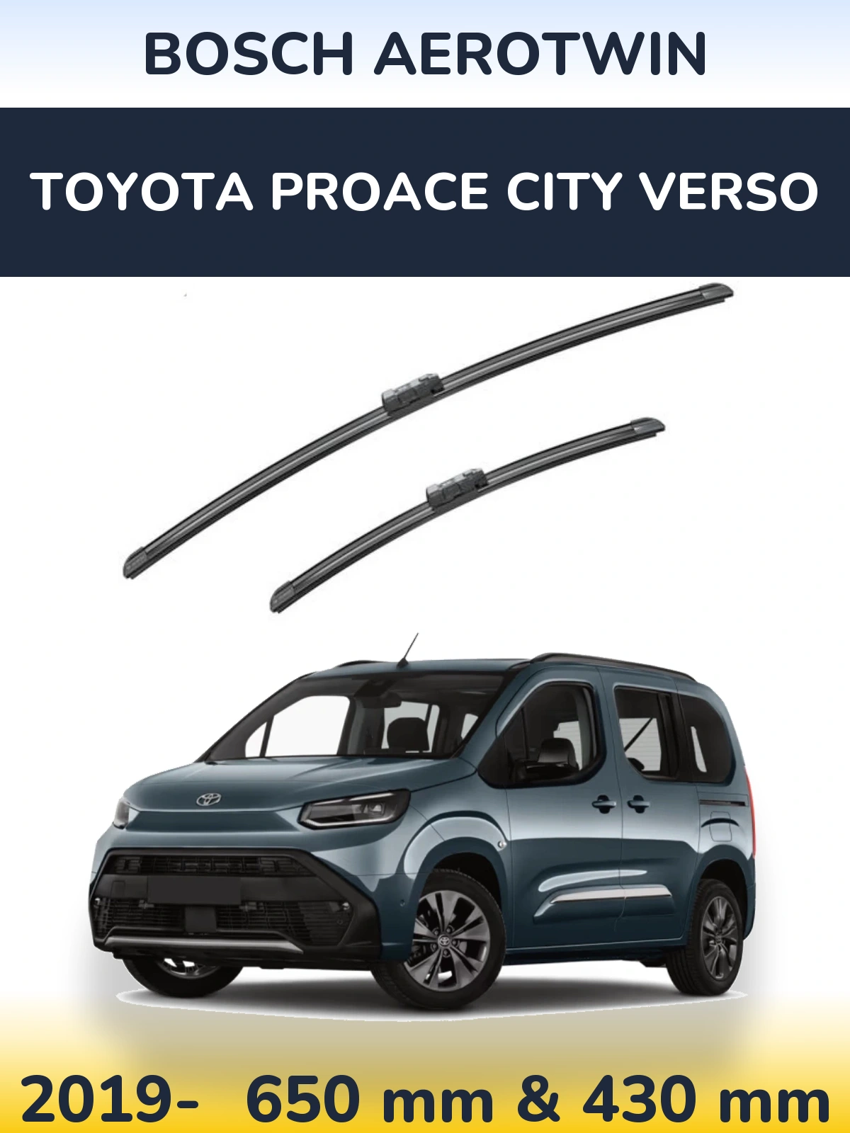 Комплект передніх щіток BOSCH AeroTwin 650 & 430 мм для Toyota ProAce City Verso 2019-2026