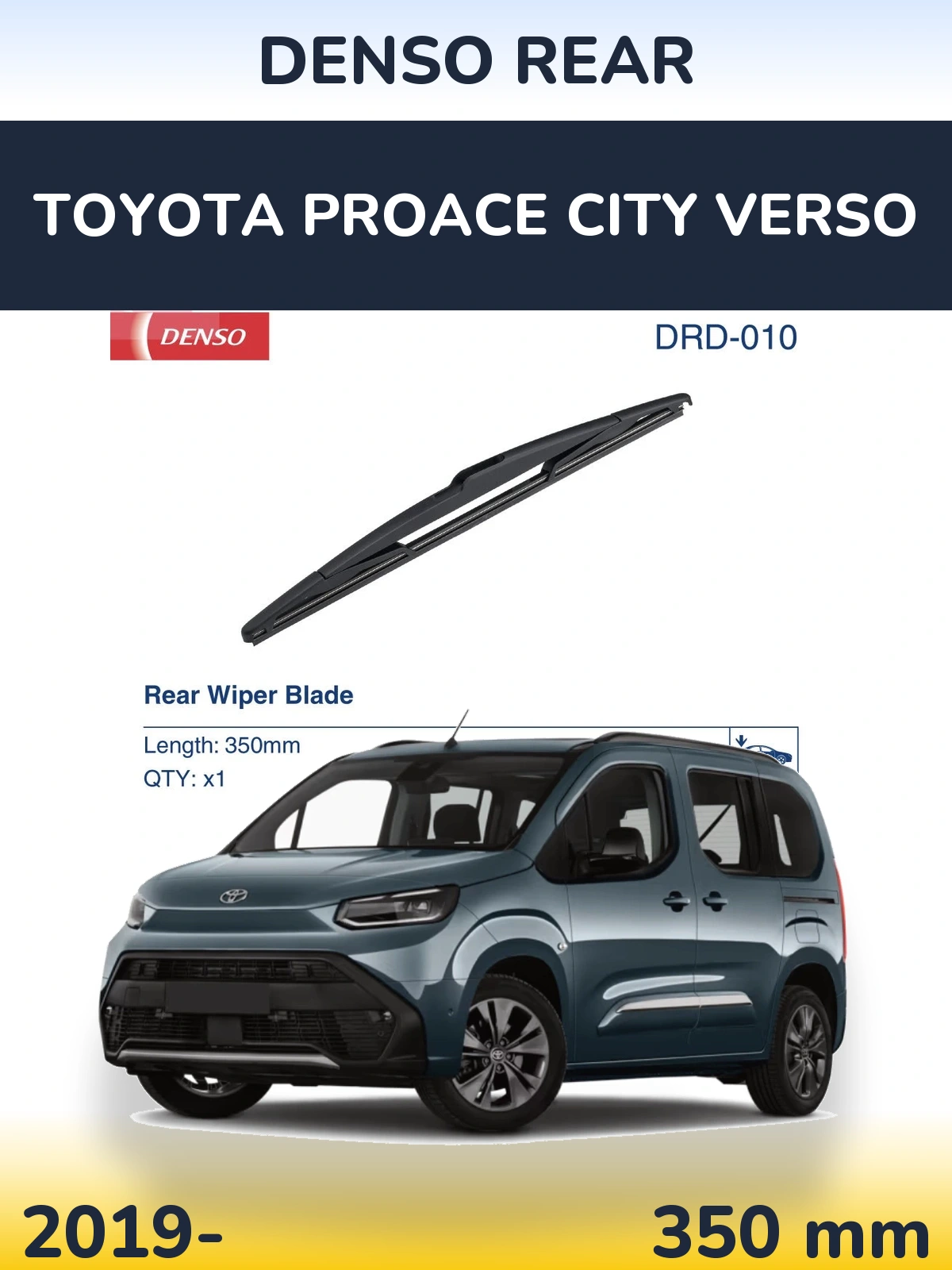 Rear wiper blade Denso Rear 350 mm for Toyota ProAce City Verso 2019-2026