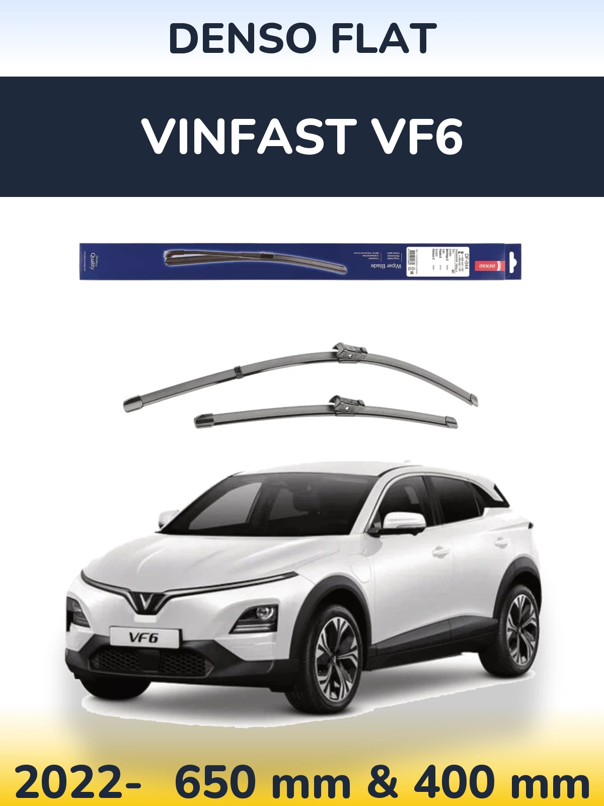 Комплект передних дворников Denso Flat 650 & 400 мм для Vinfast VF6 2022-2026