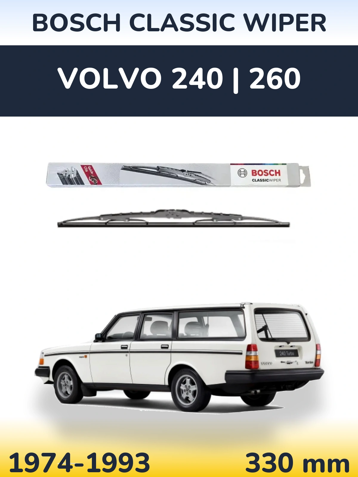 Rear wiper blade BOSCH Classic Wiper 340 mm for Volvo 240 | 260 1974-1993