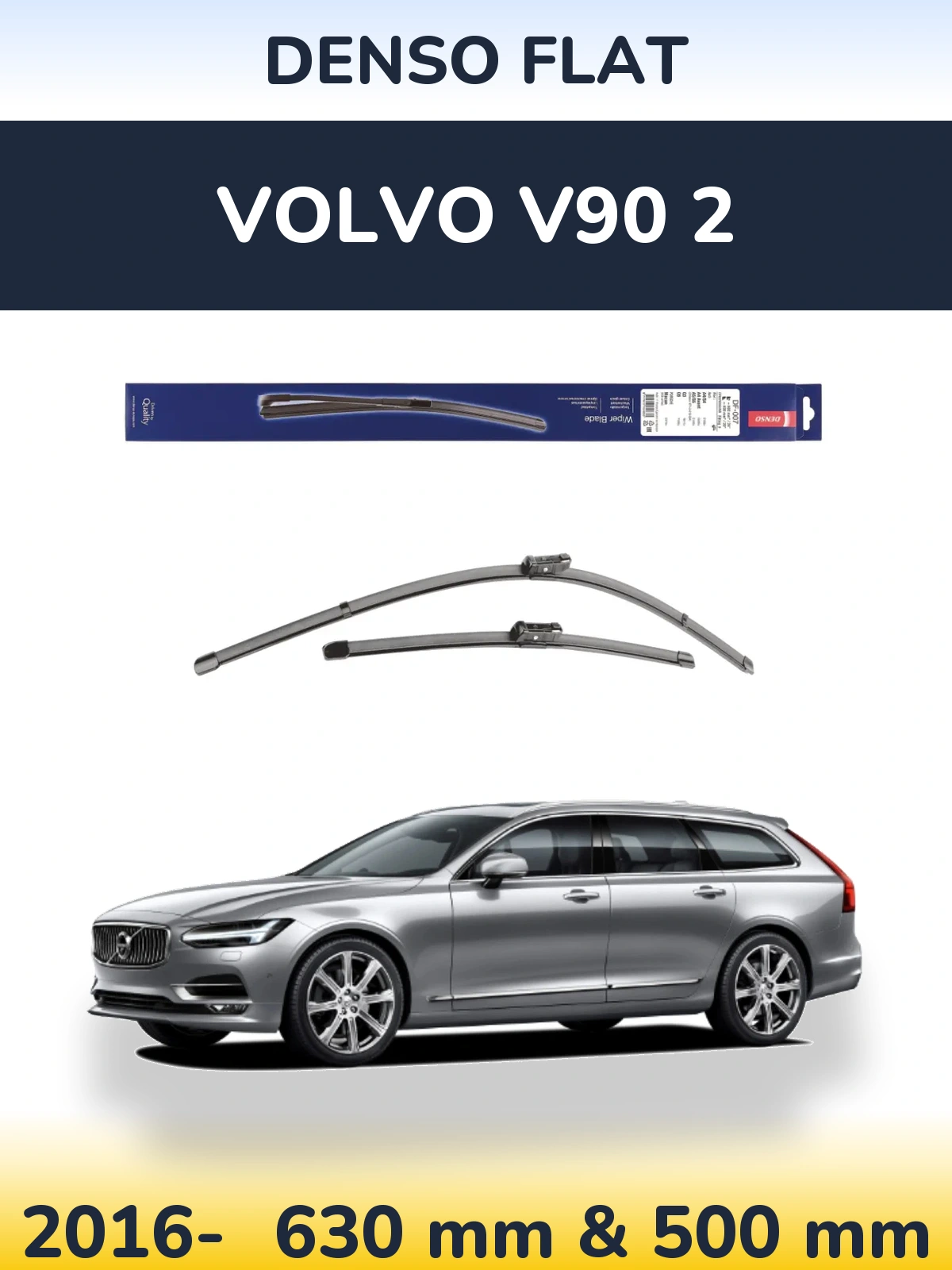 Комплект передних дворников Denso Flat 600 & 500 мм для Volvo V90 2 2016-2026