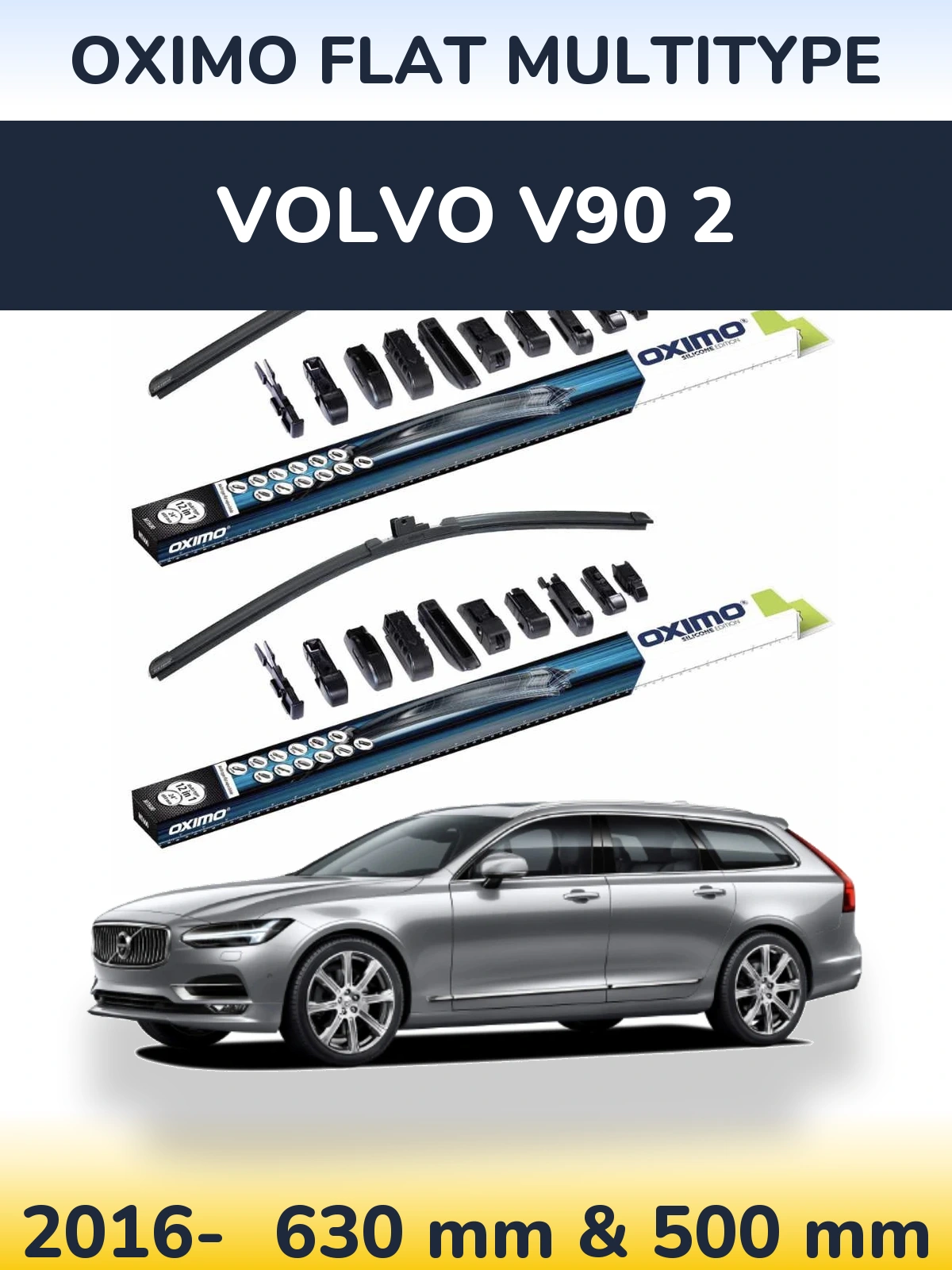 Front wiper blade set Oximo Flat MultiTypee 600 & 500 mm for Volvo V90 2 2016-2026