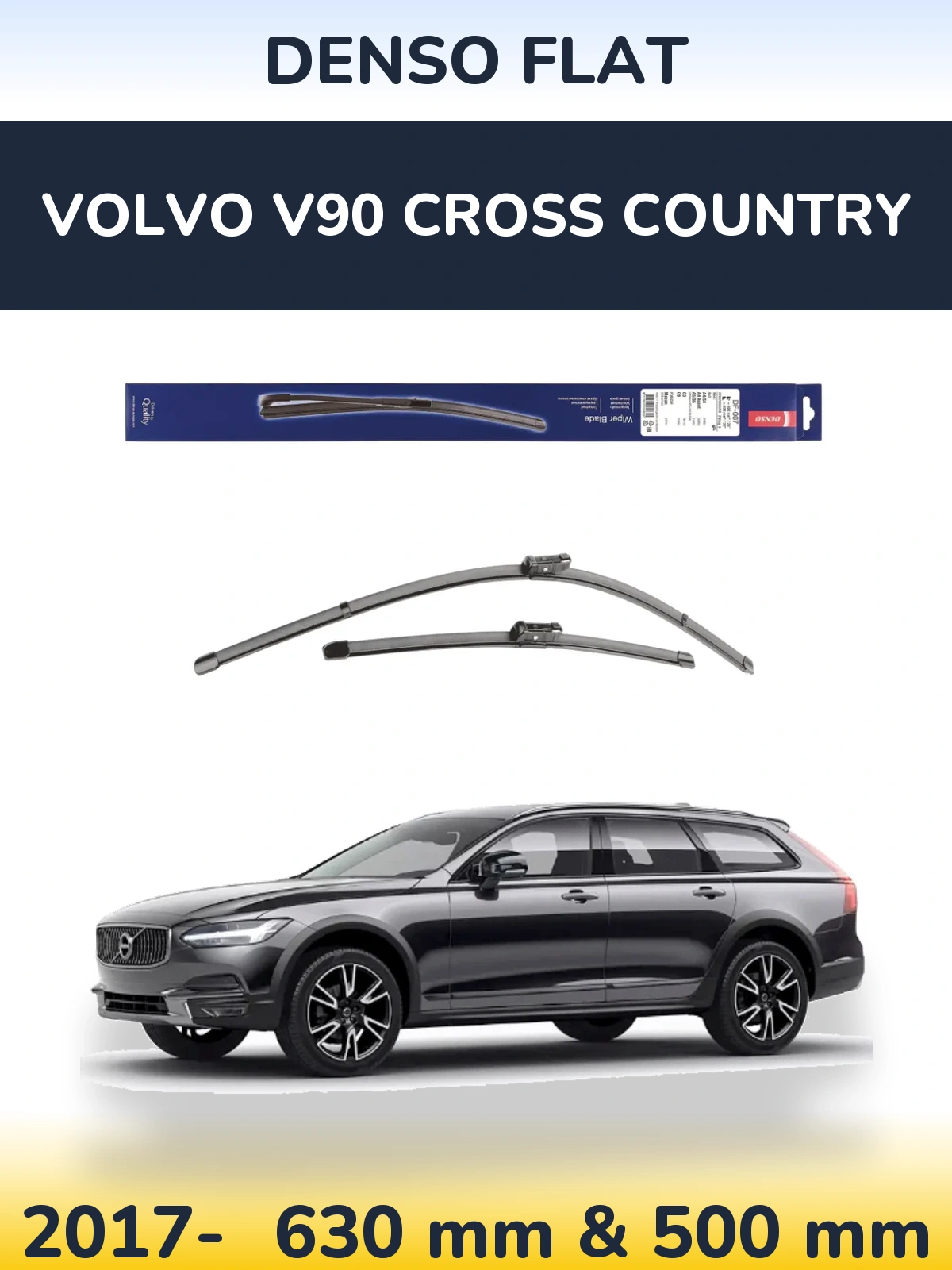 Комплект передних дворников Denso Flat 600 & 500 мм для Volvo V90 Cross Country 2017-2026