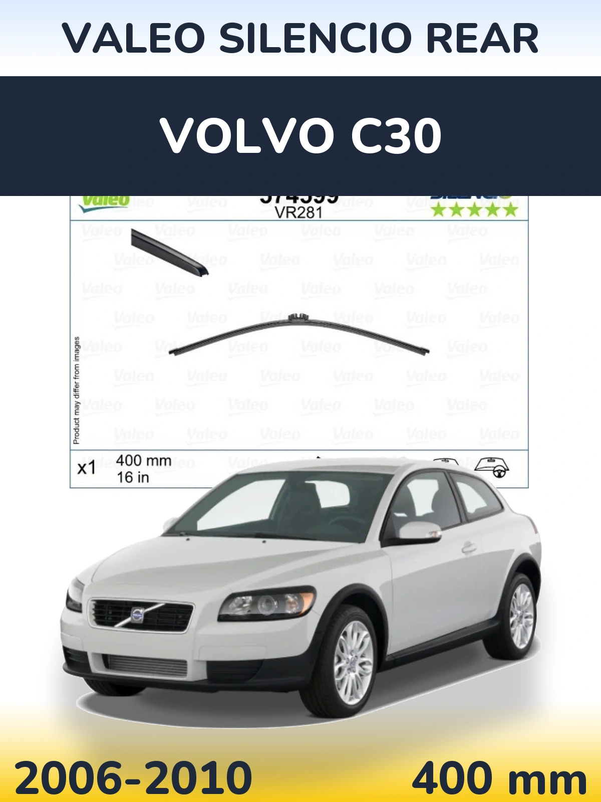 Задний дворник Valeo Silencio Rear 400 мм для Volvo C30 2006-2010
