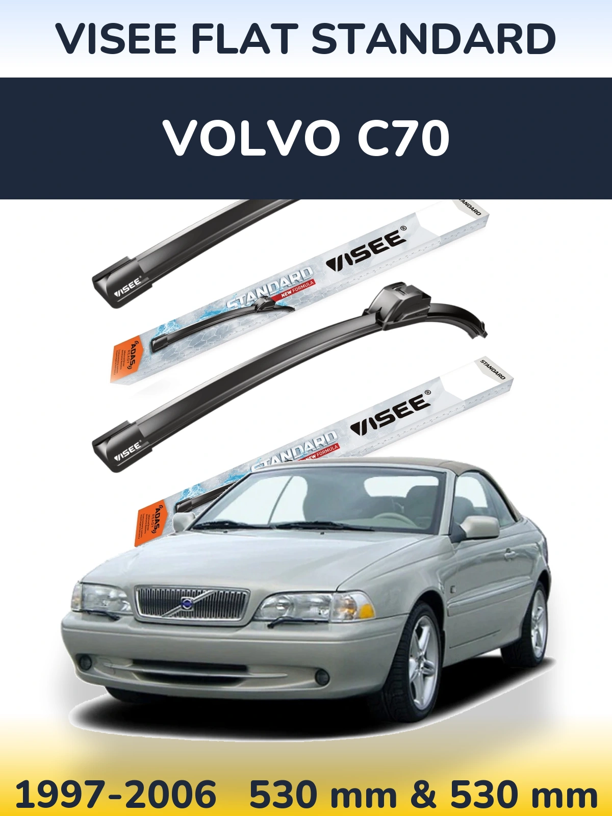 Комплект передних дворников VISEE FLAT STANDARD 530 & 530 мм для Volvo C70 1997-2006