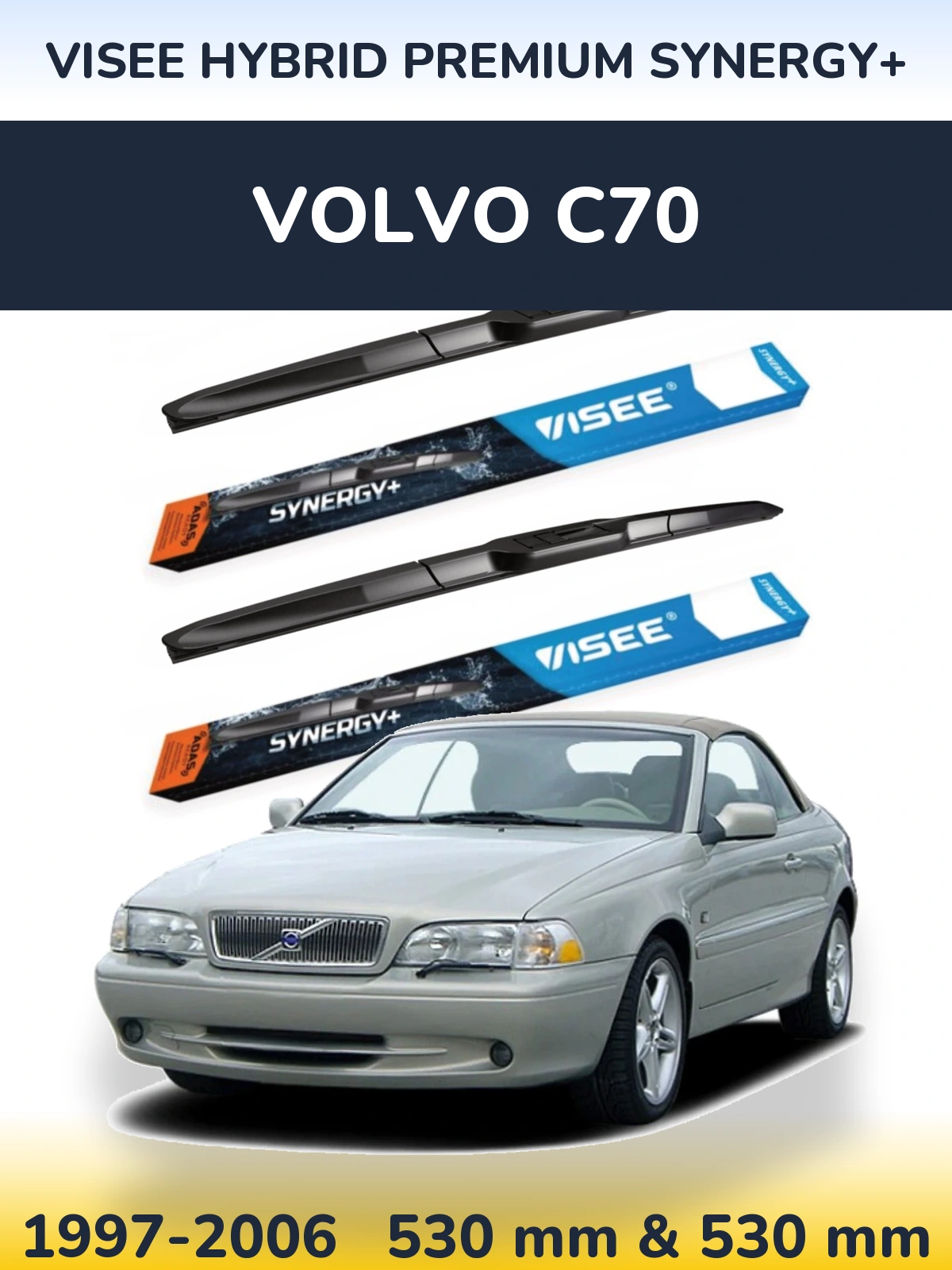 Комплект передних дворников VISEE HYBRID PREMIUM SYNERGY+ 530 & 530 мм для Volvo C70 1997-2006