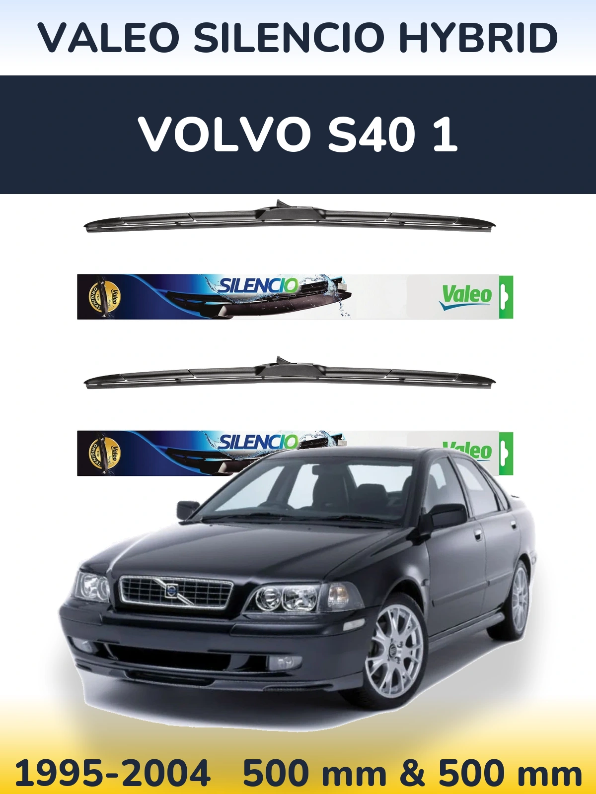 Комплект передних дворников Valeo Silencio Hybrid 500 & 500 мм для Volvo S40 1 1995-2004