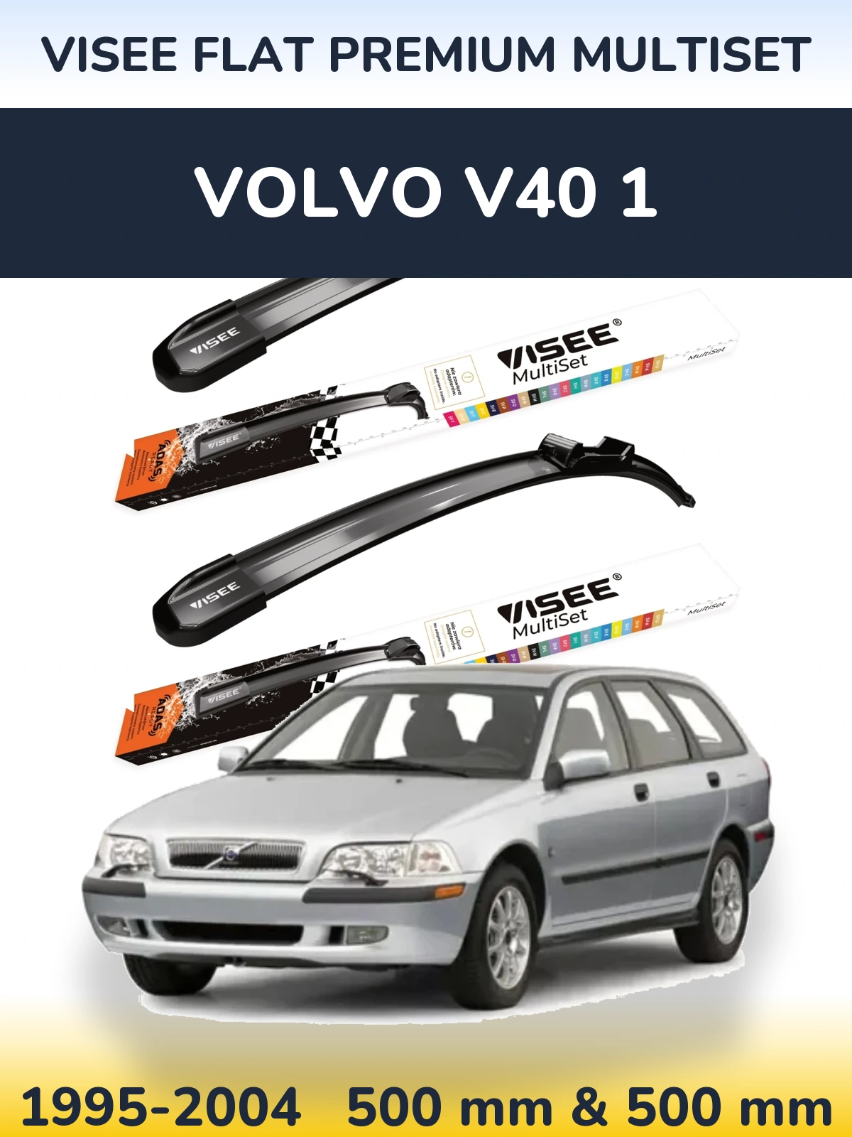 Комплект передніх щіток VISEE FLAT PREMIUM MultiSet 500 & 500 мм для Volvo V40 1 1995-2004