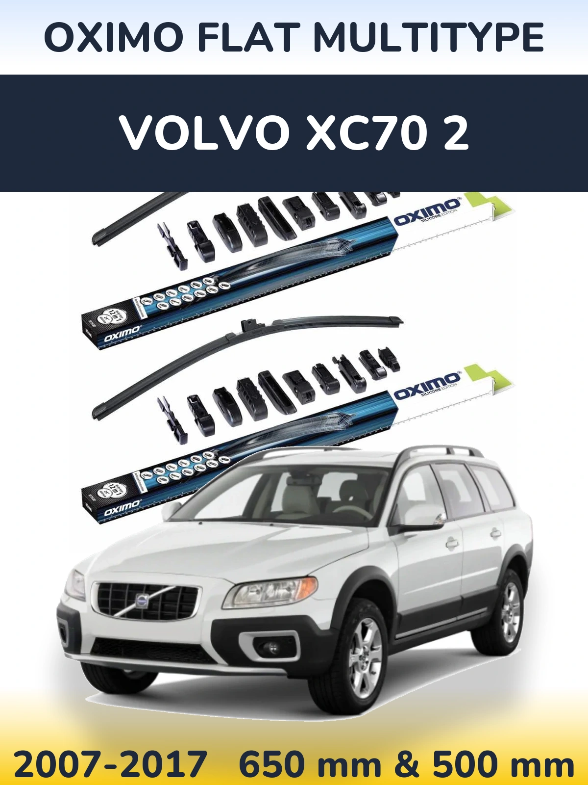Комплект передних дворников Oximo Flat MultiТипe 650 & 500 мм для Volvo XC70 2 2007-2017
