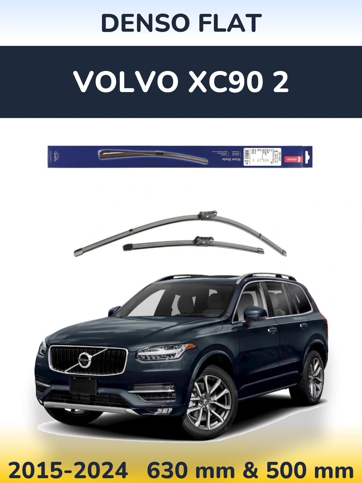Front wiper blade set Denso Flat 600 & 500 mm for Volvo XC90 2 2015-2024