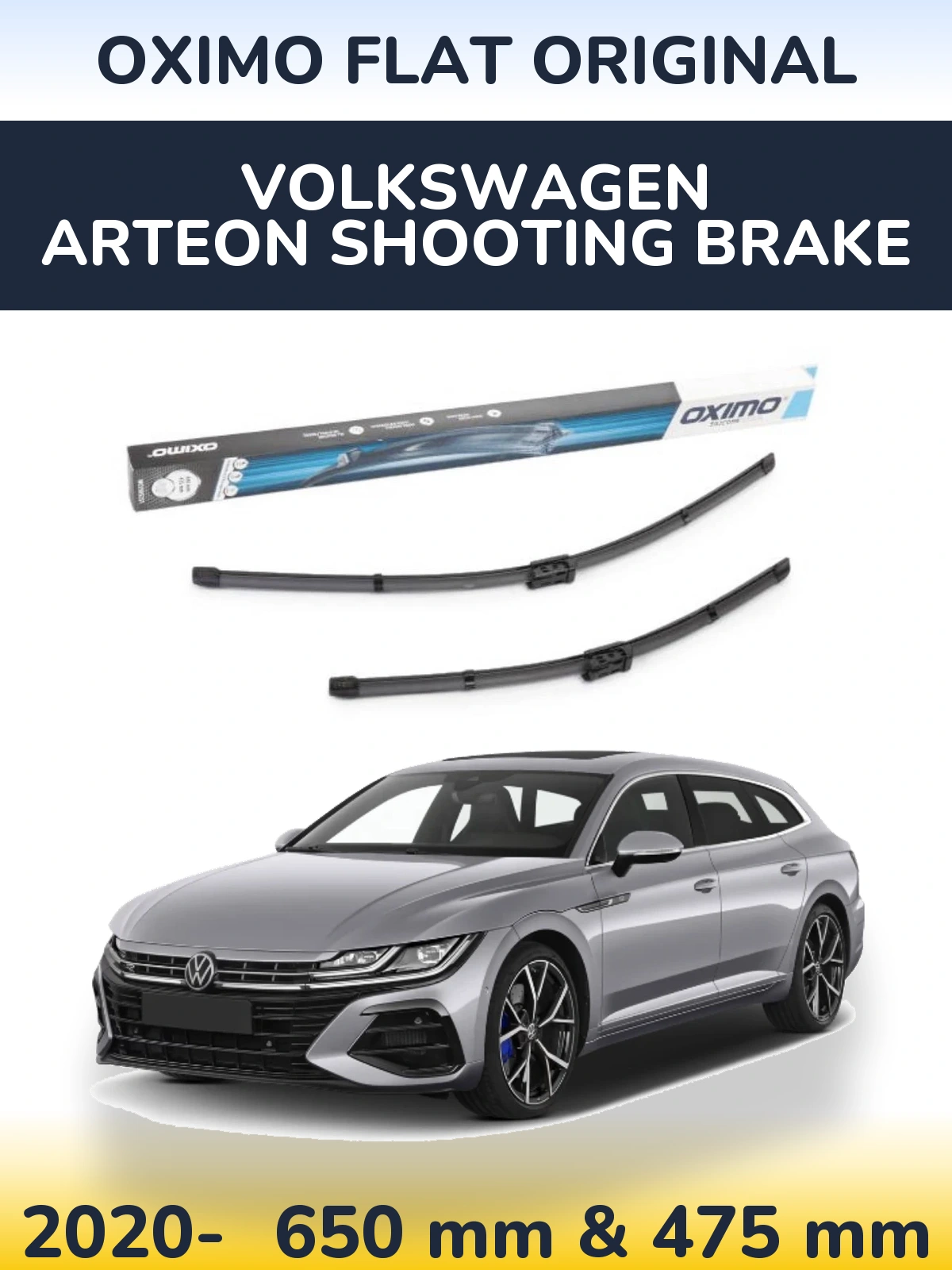 Front wiper blade set Oximo Flat Original 650 & 475 mm for Volkswagen Arteon Shooting Brake 2020-2026
