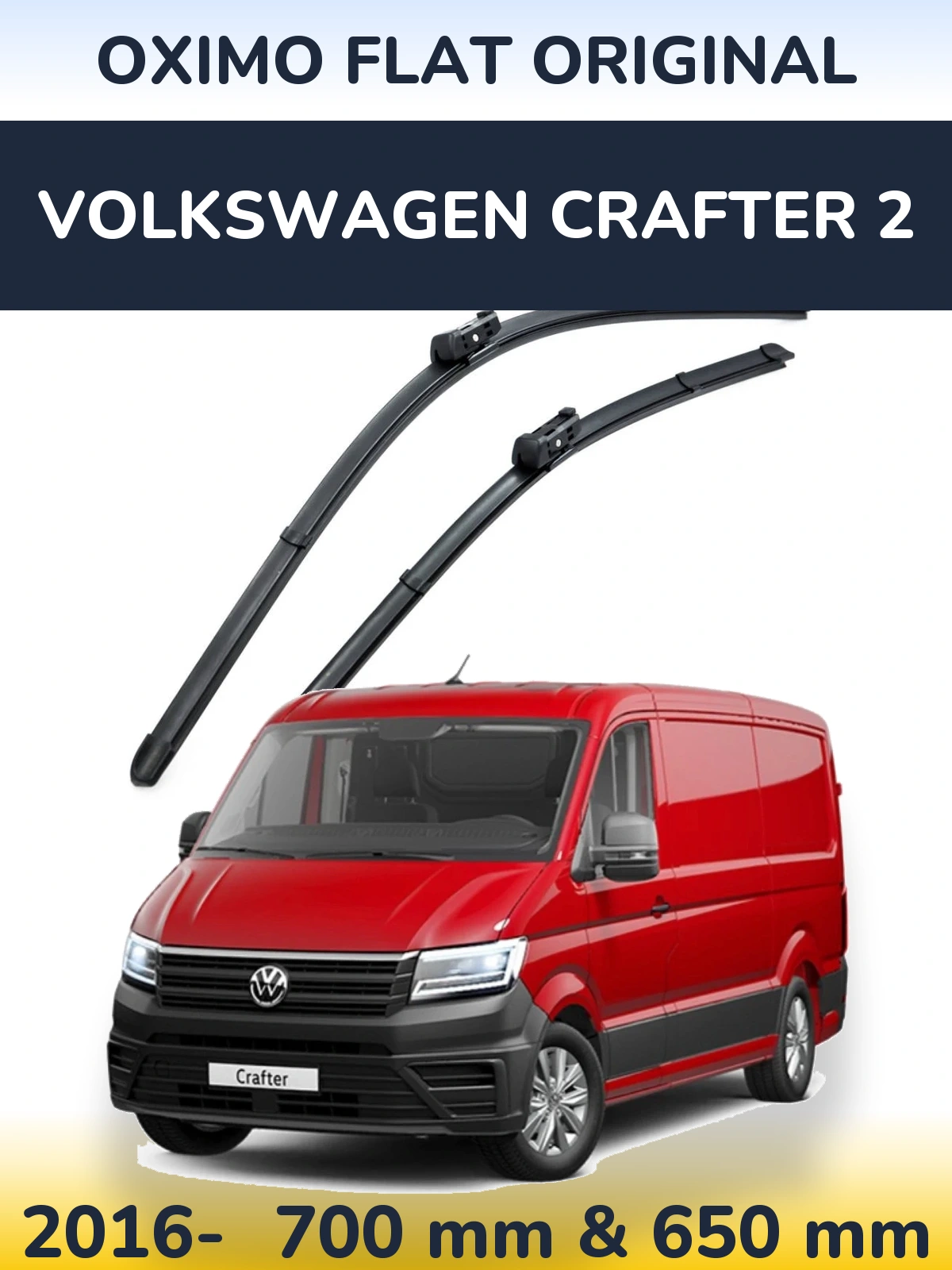 Front wiper blade set Oximo Flat Original 700 & 650 mm for Volkswagen Crafter 2 2016-2026
