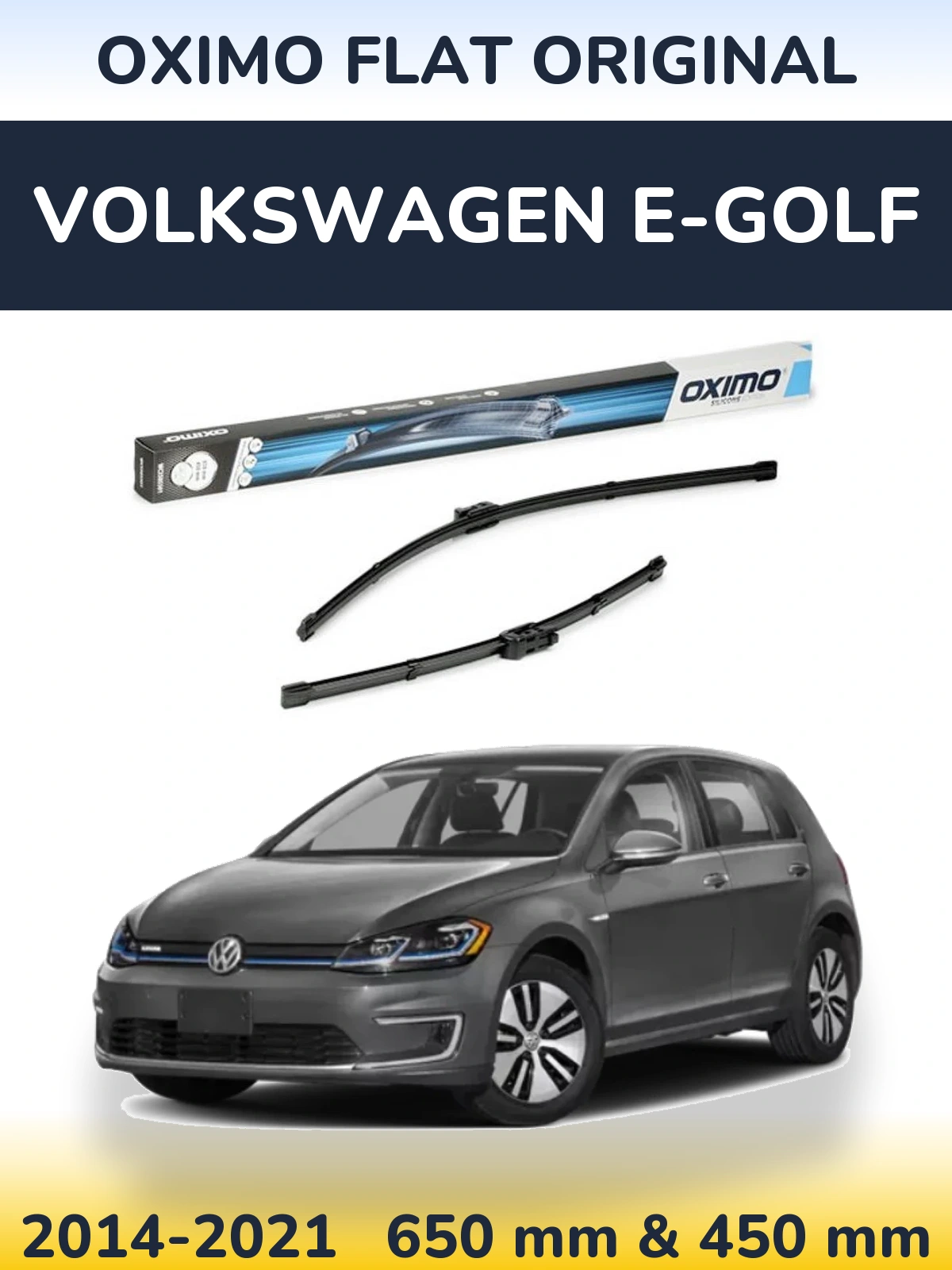 Комплект передніх щіток Oximo Flat Original 650 & 450 мм для Volkswagen e-Golf 2014-2021