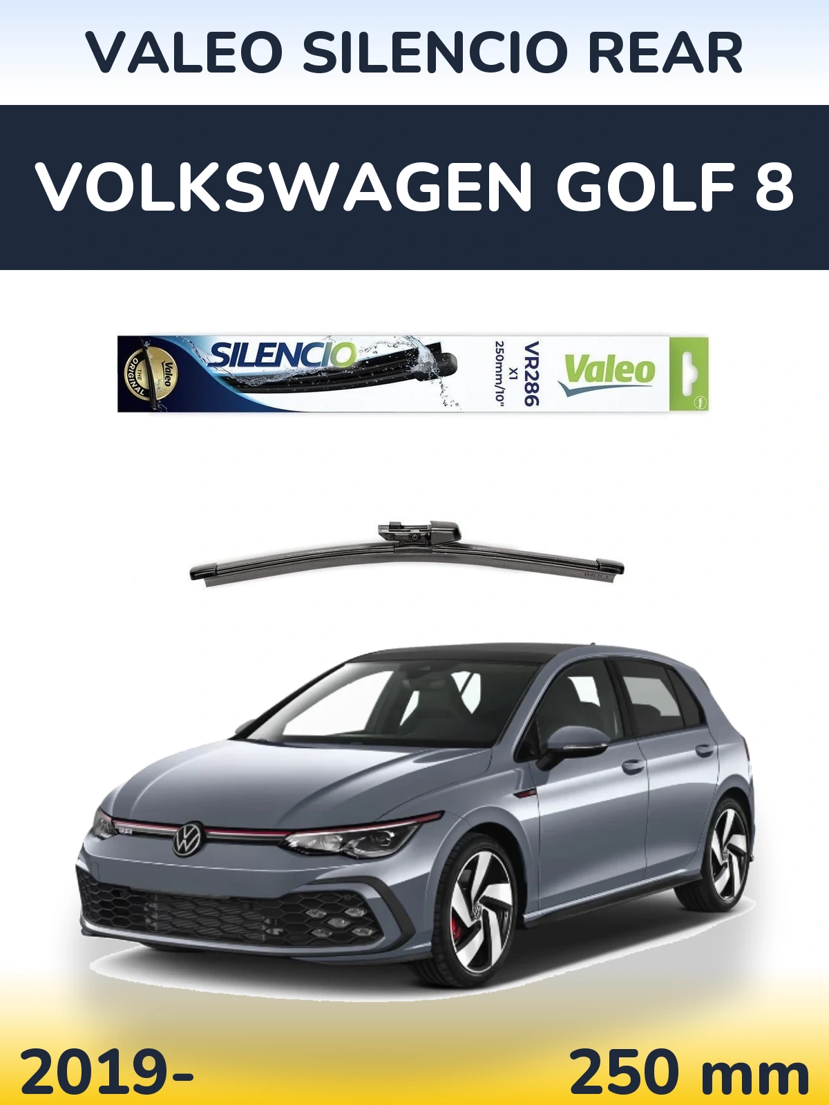 Задний дворник Valeo Silencio Rear 250 мм для Volkswagen Golf 8 2019-2026