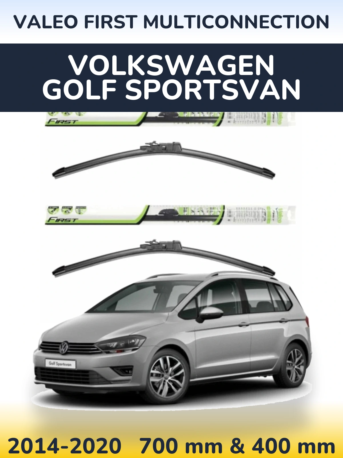 Комплект передних дворников Valeo First MultiConnection 700 & 400 мм для Volkswagen Golf Sportsvan 2014-2020