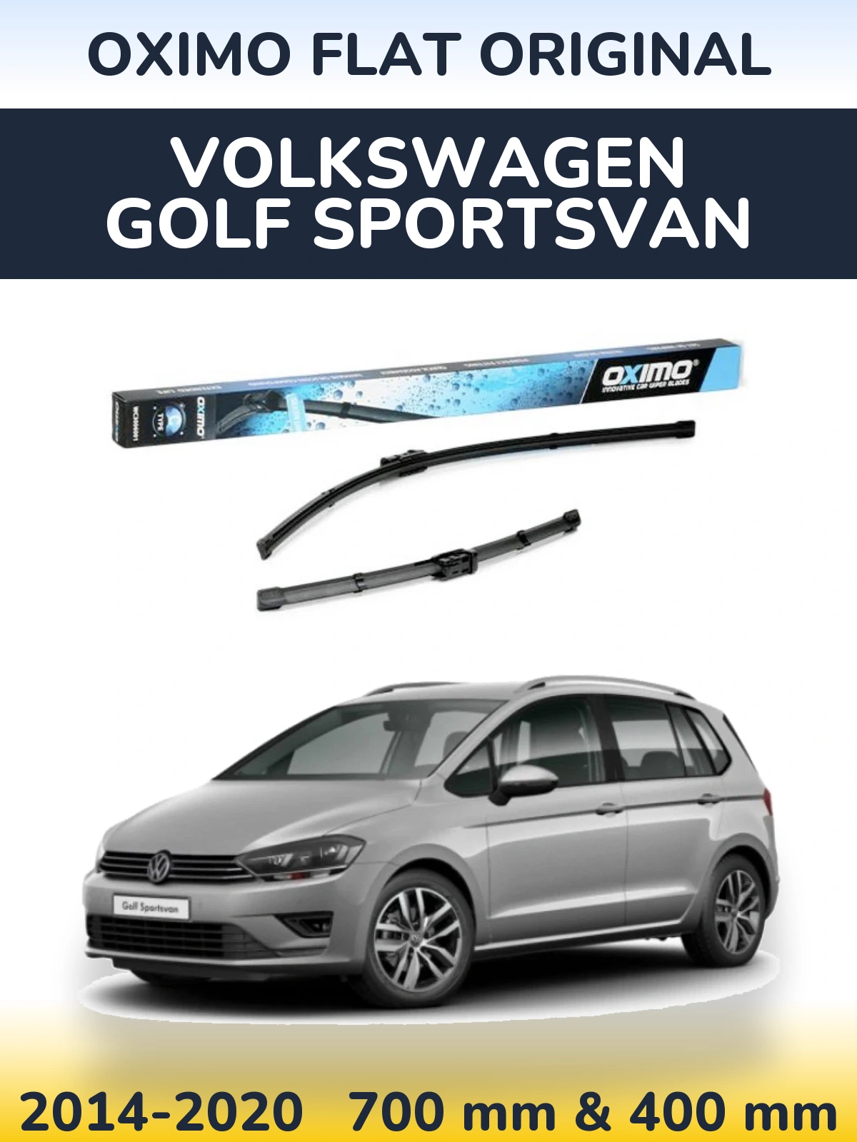 Front wiper blade set Oximo Flat Original 700 & 400 mm for Volkswagen Golf Sportsvan 2014-2020