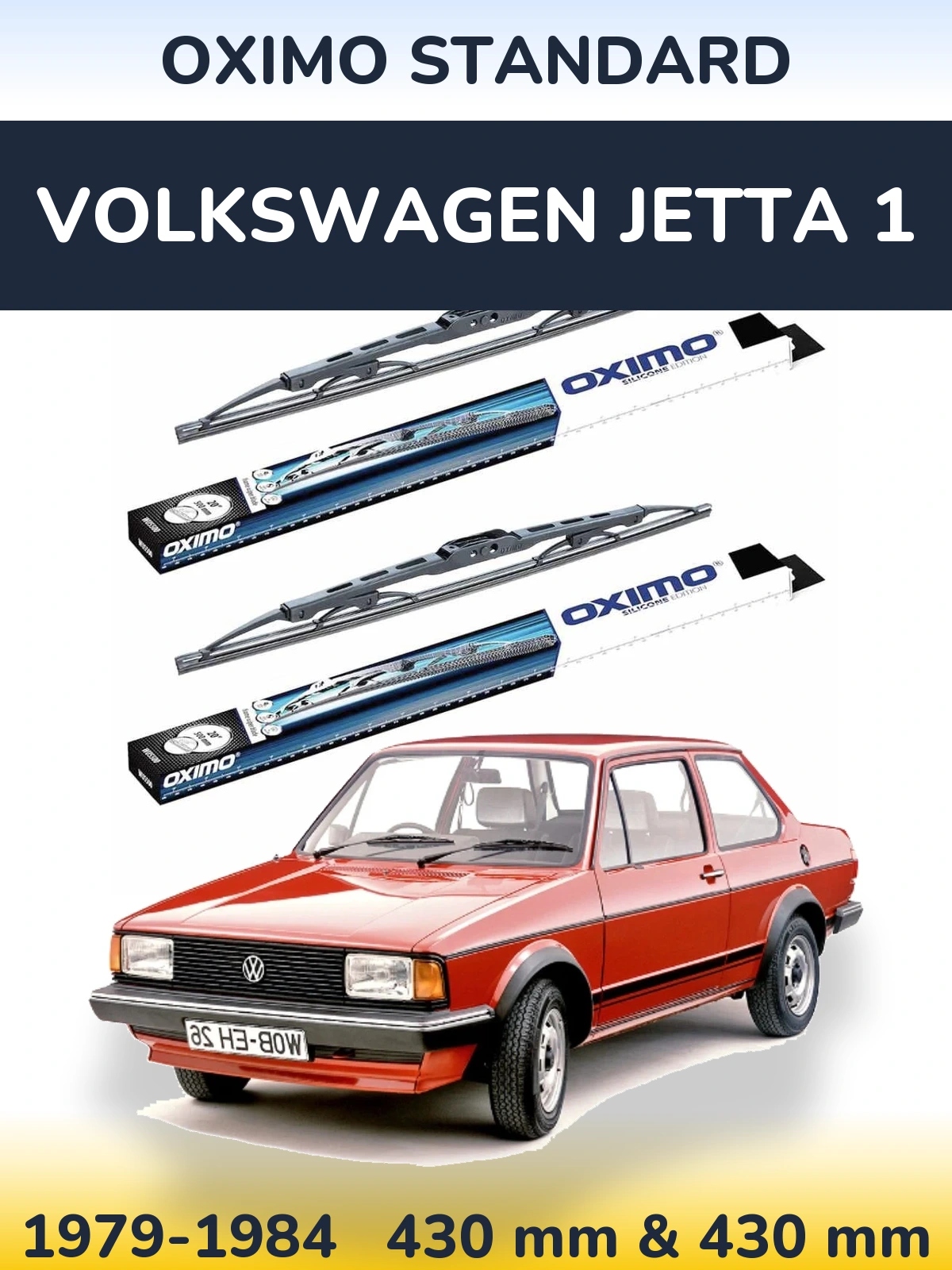Front wiper blade set Oximo Standard 425 & 425 mm for Volkswagen Jetta 1 1979-1984