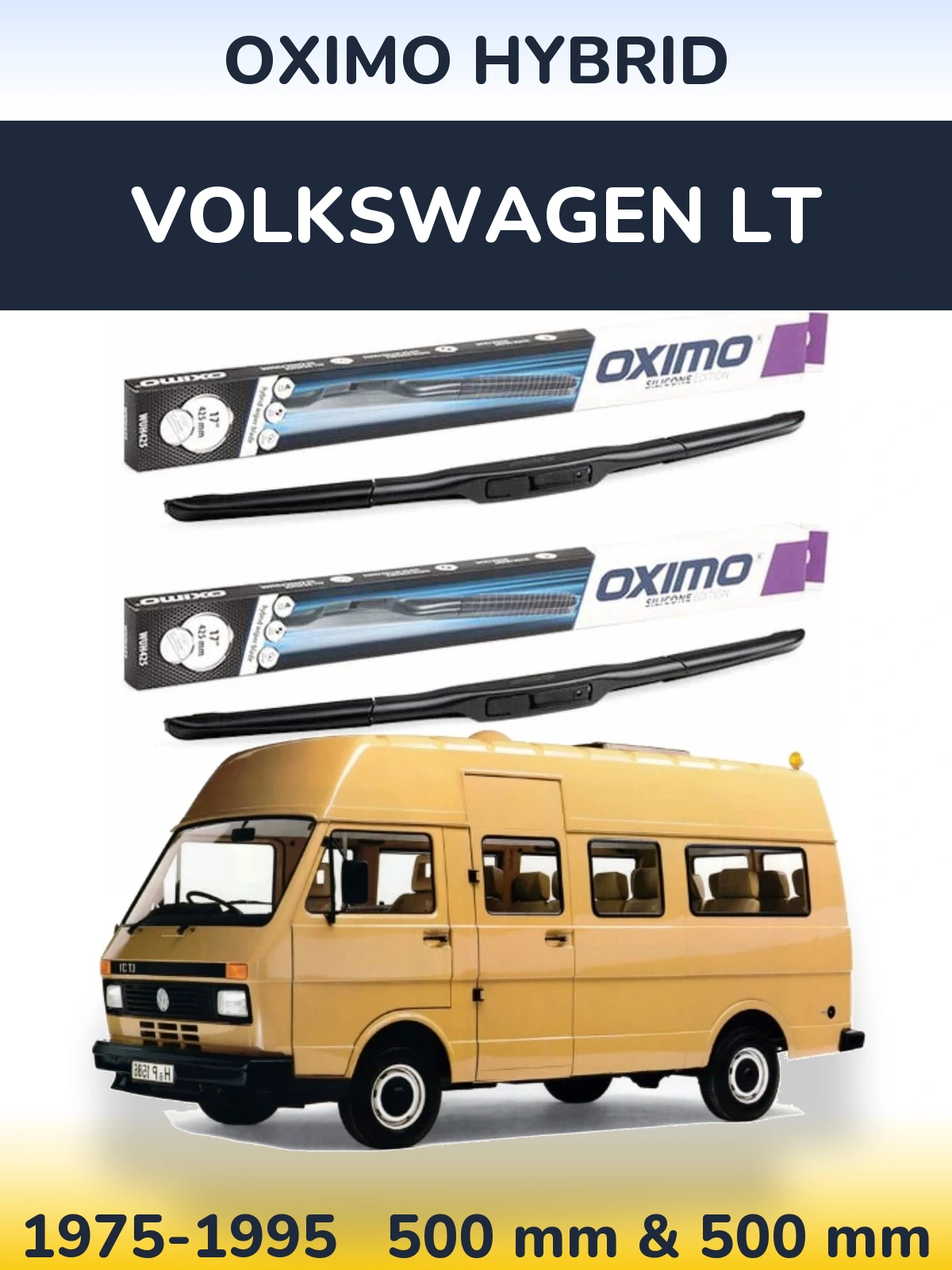 Front wiper blade set Oximo Hybrid 500 & 500 mm for Volkswagen LT 1975-1995