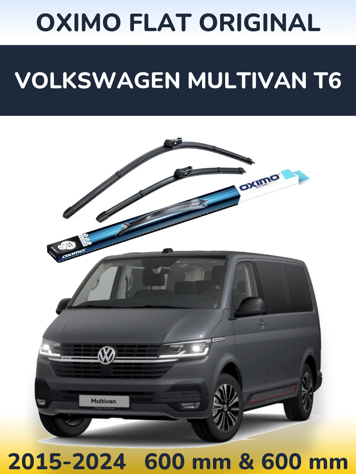 Front wiper blade set Oximo Flat Original 600 & 600 mm for Volkswagen Multivan T6 2015-2024