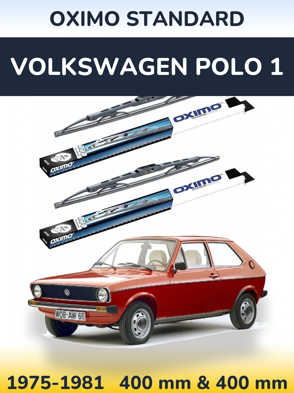 Front wiper blade set Oximo Standard 400 & 400 mm for Volkswagen Polo 1 1975-1981