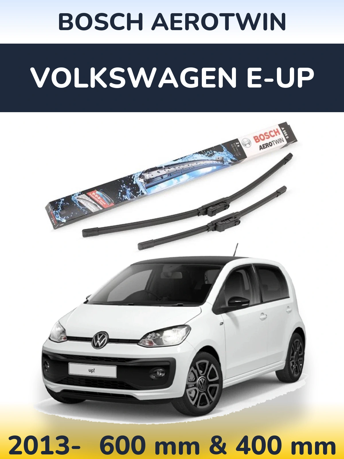 Комплект передних дворников BOSCH AeroTwin 600 & 400 мм для Volkswagen e-Up 2013-2026