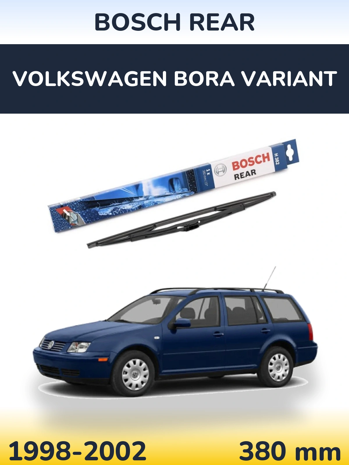 Rear wiper blade BOSCH Rear 380 mm for Volkswagen Bora Variant 1998-2002