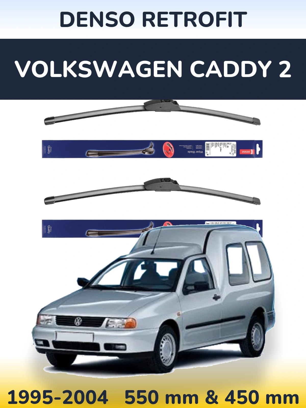 Комплект передних дворников Denso Retrofit 550 & 450 мм для Volkswagen Caddy 2 1995-2004