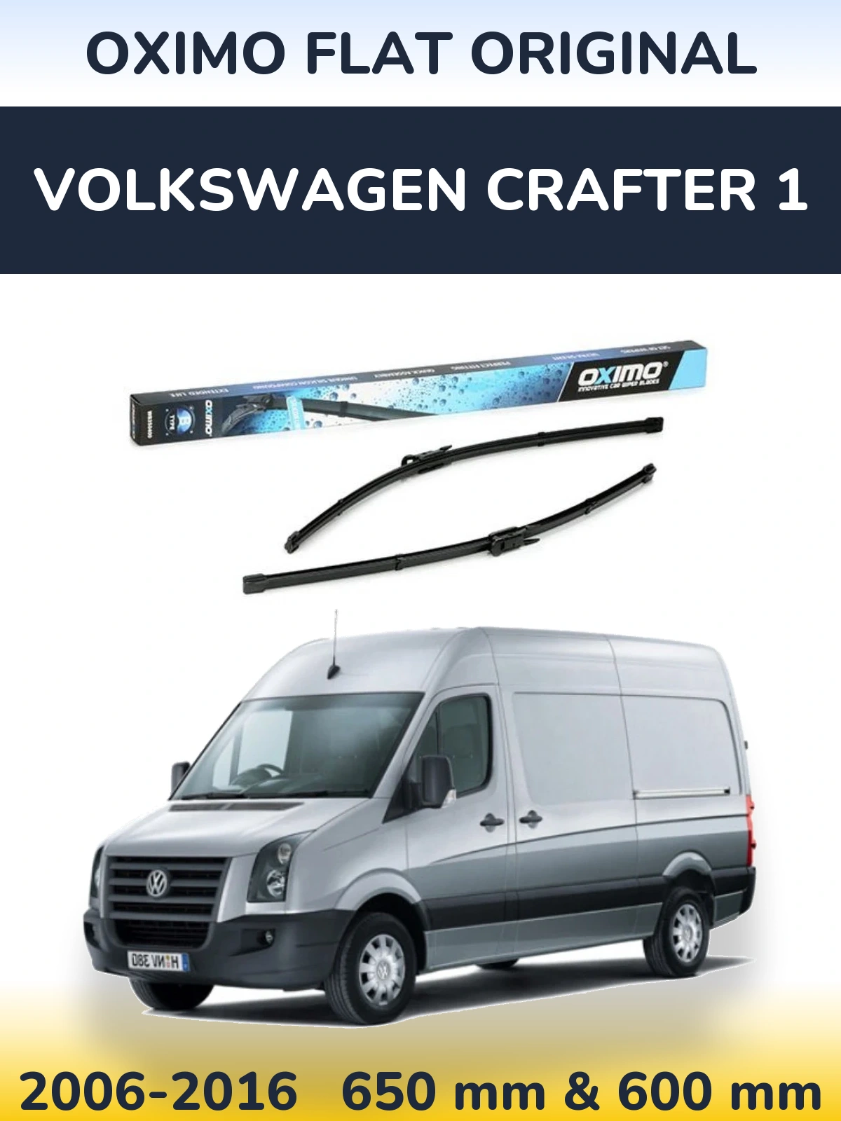 Front wiper blade set Oximo Flat Original 650 & 600 mm for Volkswagen Crafter 1 2006-2016