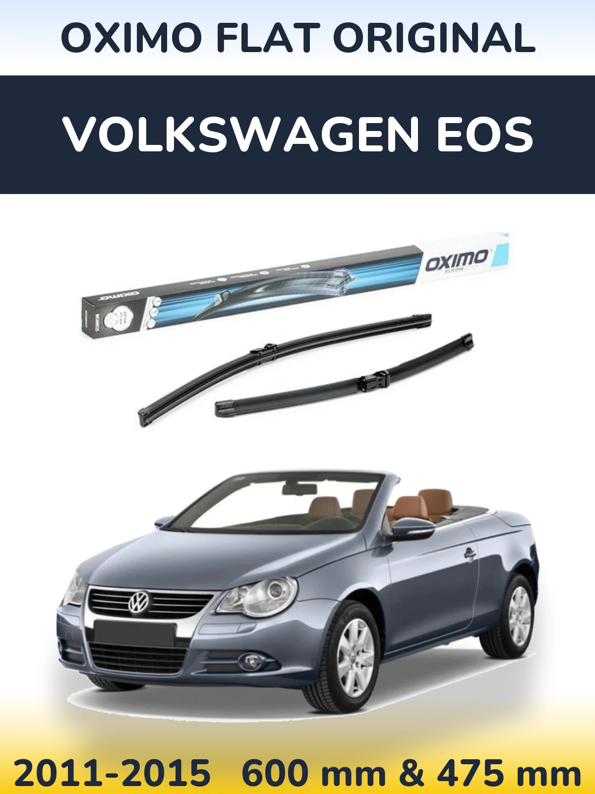 Front wiper blade set Oximo Flat Original 600 & 475 mm for Volkswagen EOS 2011-2015