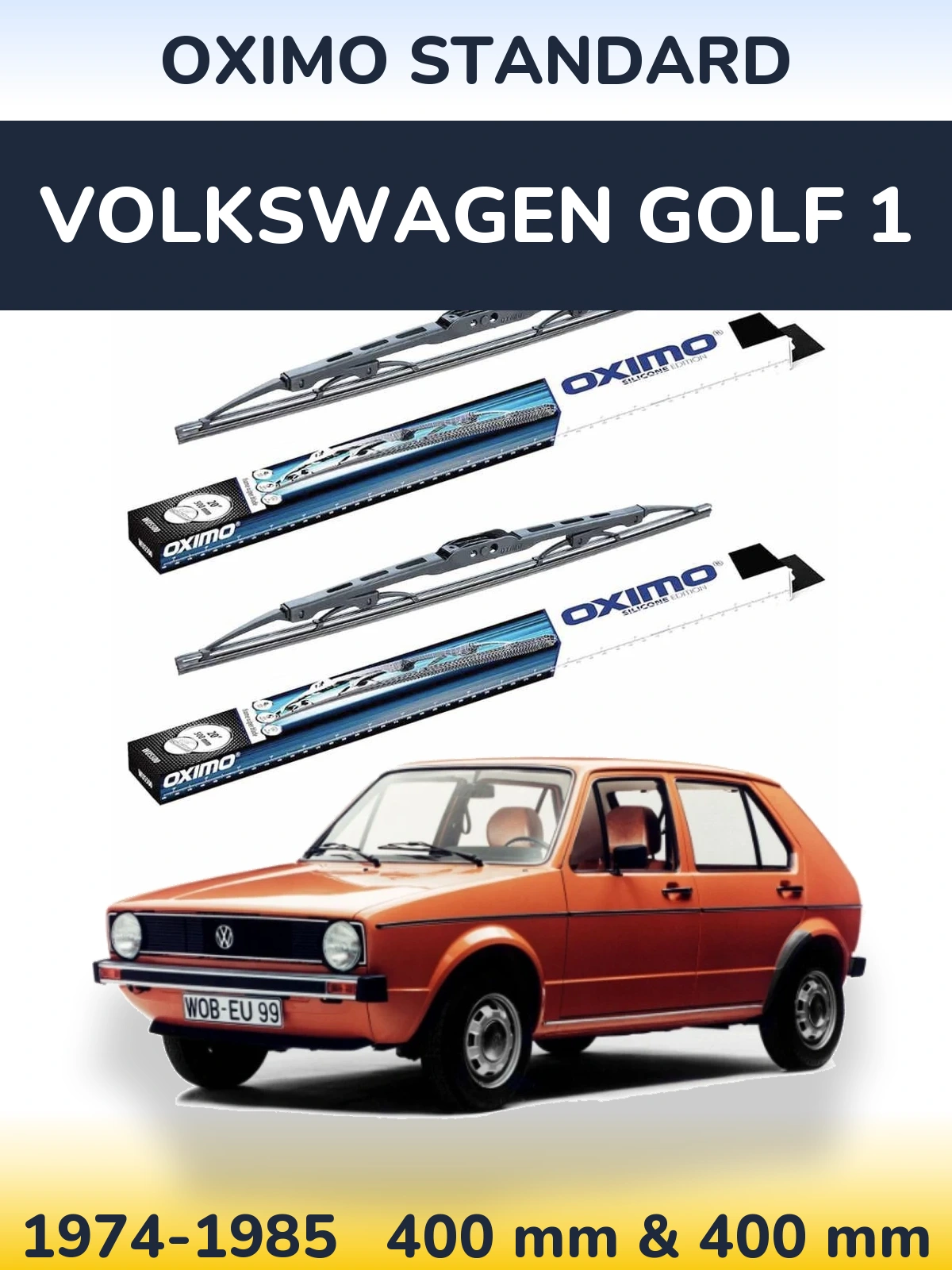 Front wiper blade set Oximo Standard 400 & 400 mm for Volkswagen Golf 1 1974-1985
