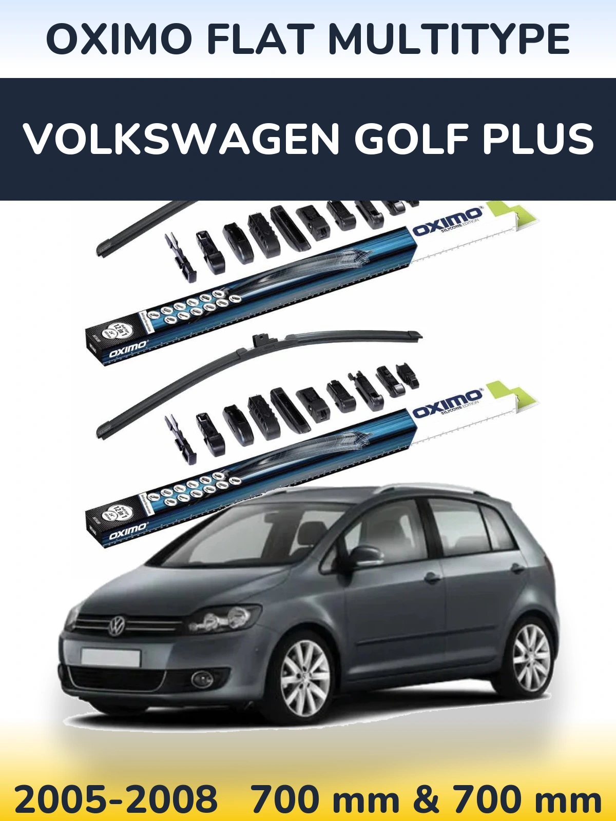 Комплект передних дворников Oximo Flat MultiТипe 700 & 700 мм для Volkswagen Golf Plus 2005-2008