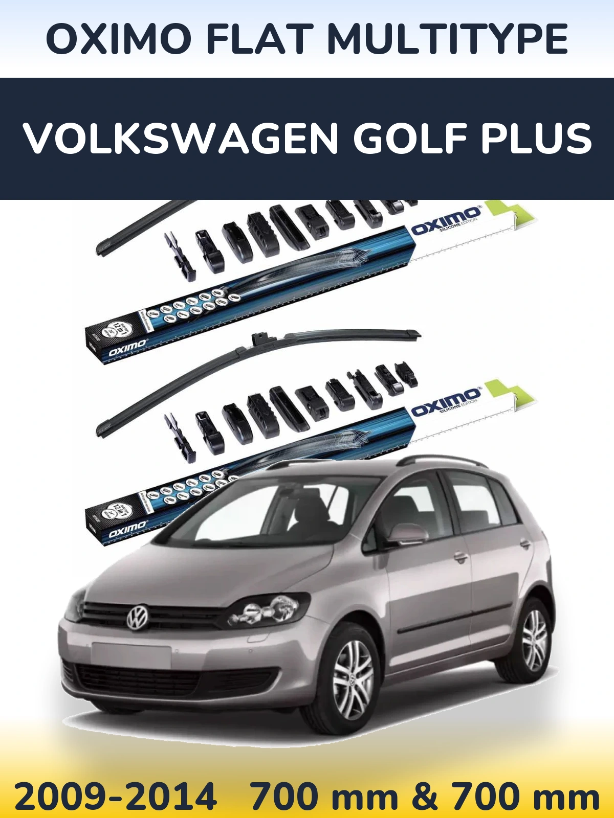 Комплект передних дворников Oximo Flat MultiТипe 700 & 700 мм для Volkswagen Golf Plus 2009-2014
