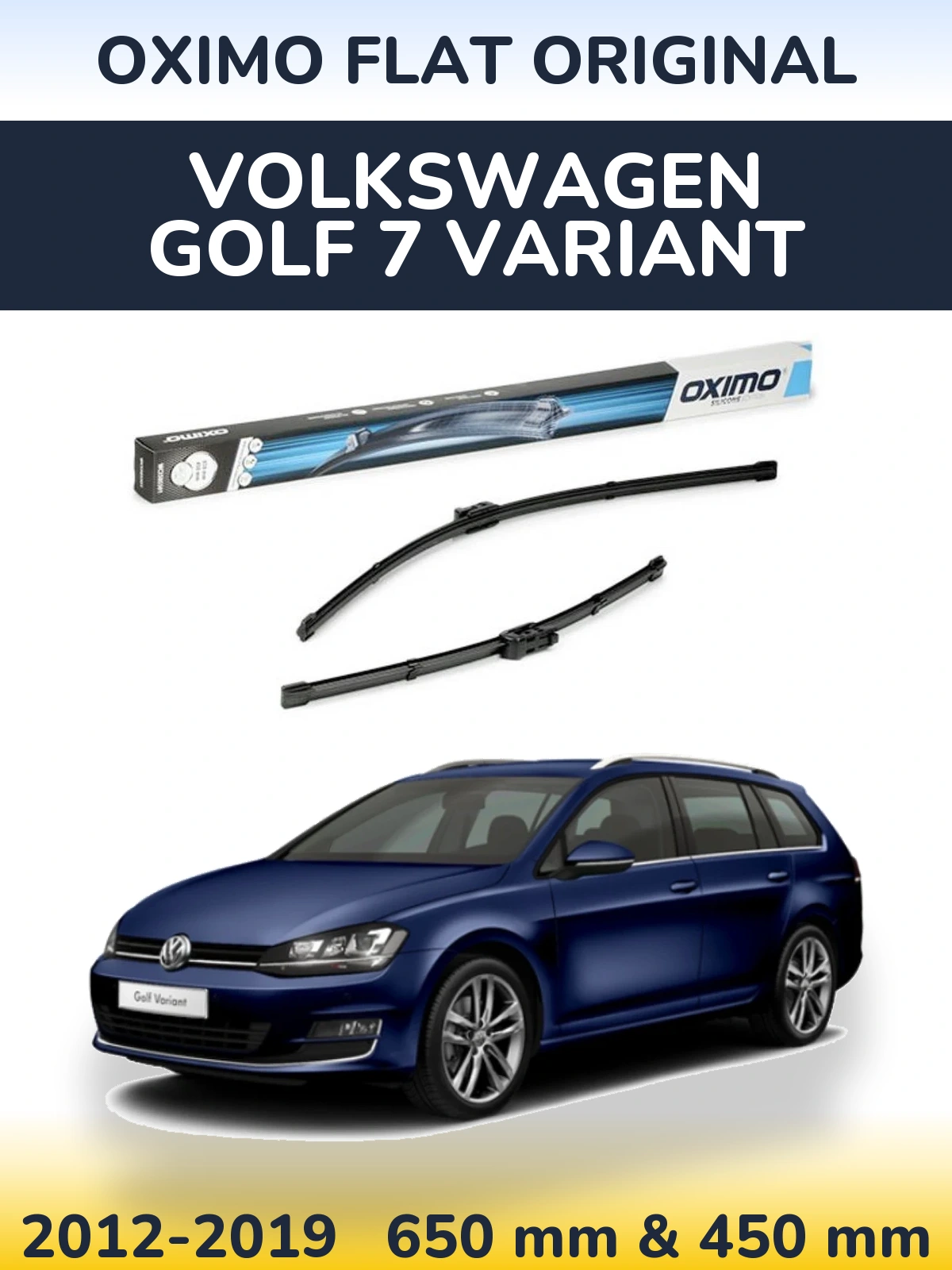 Комплект передних дворников Oximo Flat Original 650 & 450 мм для Volkswagen Golf 7 Variant 2012-2019