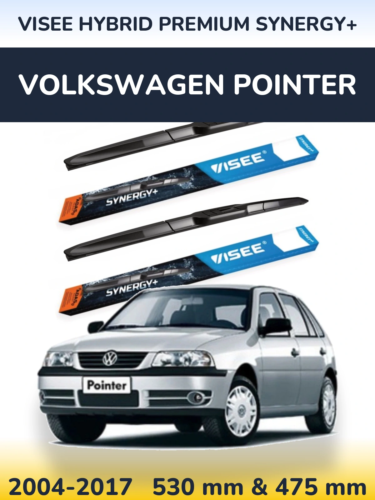 Комплект передних дворников VISEE HYBRID PREMIUM SYNERGY+ 530 & 475 мм для Volkswagen Pointer 2004-2017