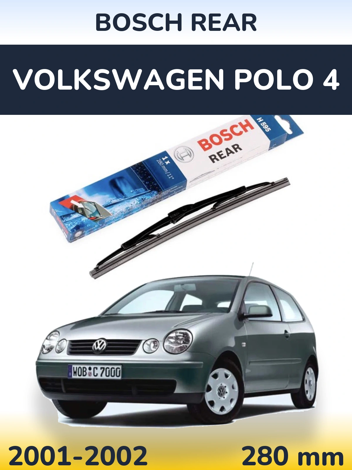 Rear wiper blade BOSCH Rear 280 mm for Volkswagen Polo 4 2001-2002