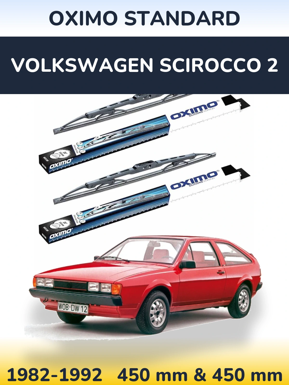 Front wiper blade set Oximo Standard 450 & 450 mm for Volkswagen Scirocco 2 1982-1992