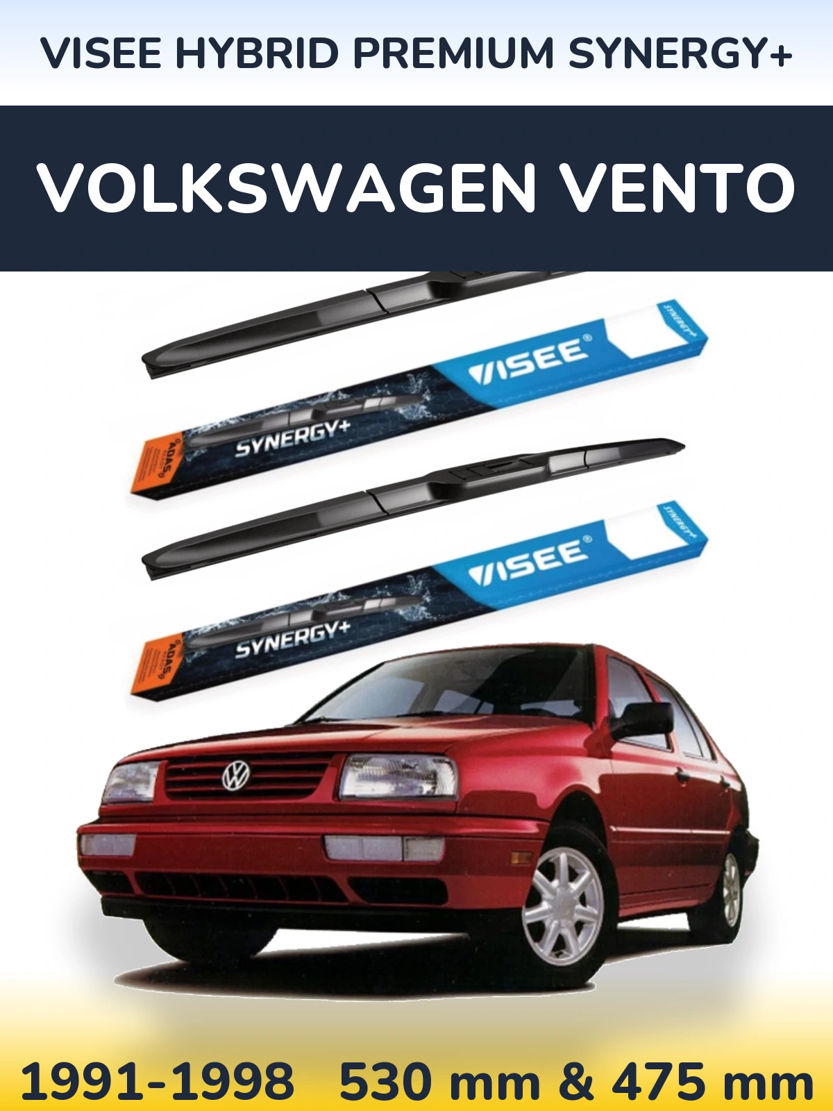 Комплект передних дворников VISEE HYBRID PREMIUM SYNERGY+ 530 & 475 мм для Volkswagen Vento 1991-1998